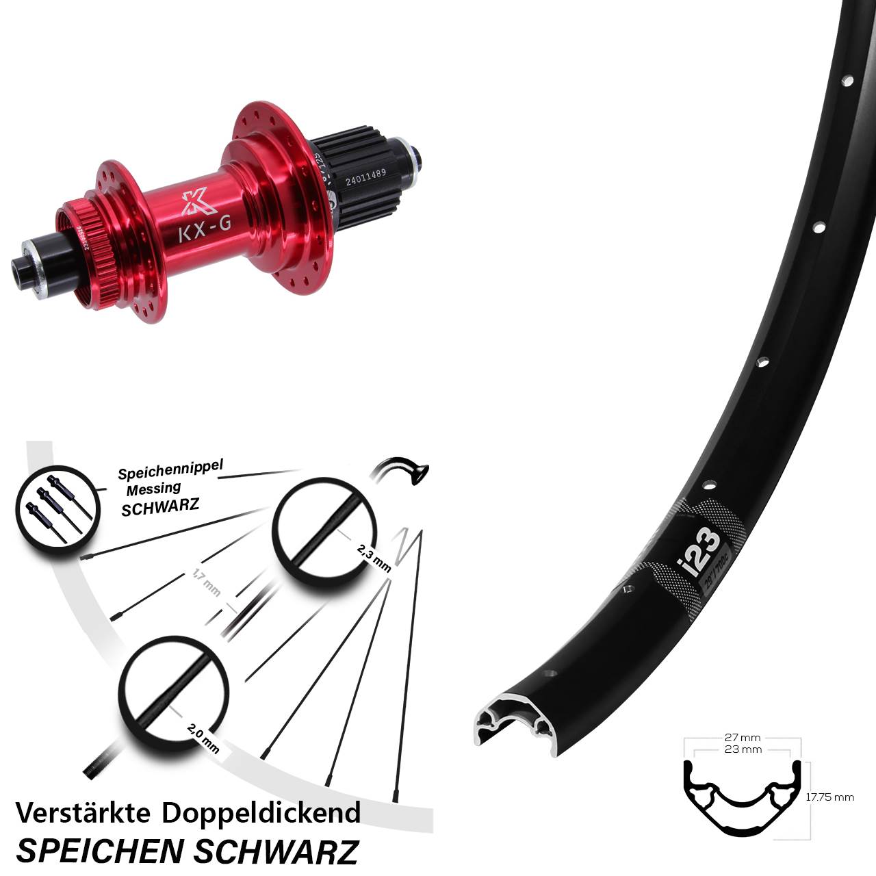 WTB i23 ST KX-G rot 29 Zoll Disc Laufrad QR Shimano Micro Spline
