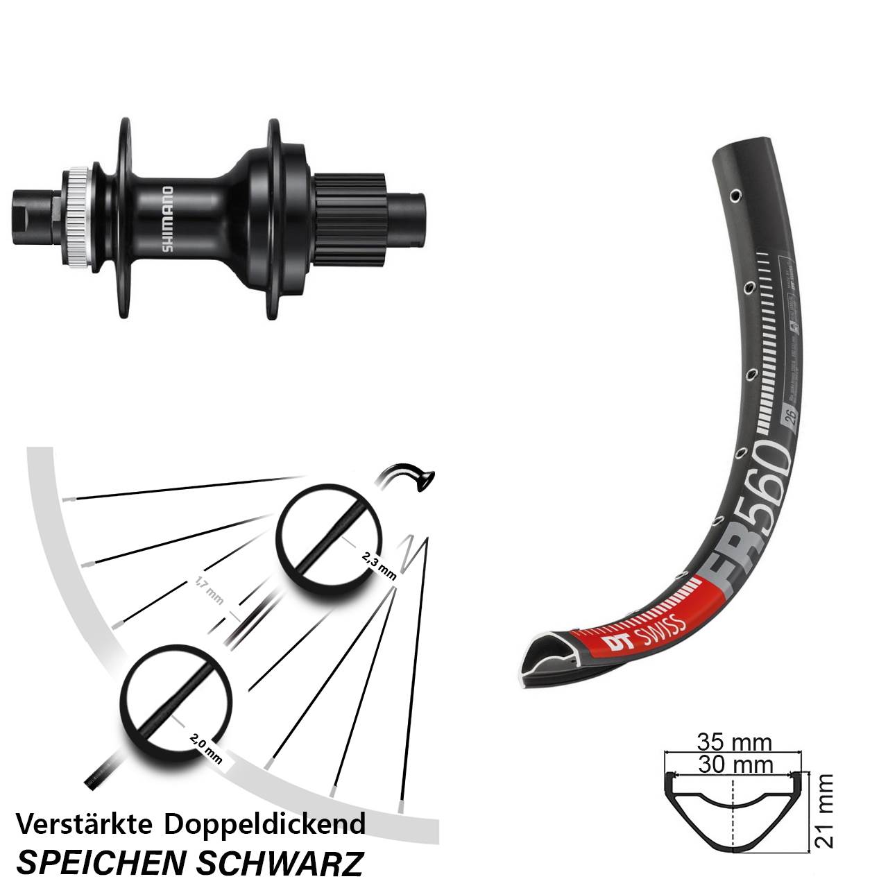 Hinterrad Centerlock 12x142 26 Zoll DT Swiss FR 560 Shimano FH-MT510 Micro Spline