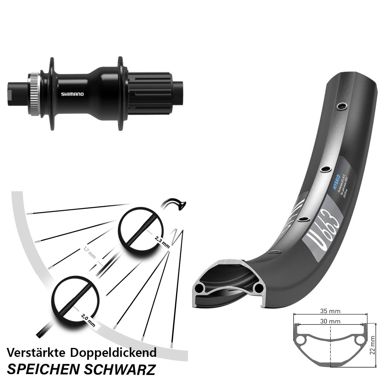 Hinterrad 29 Zoll DT Swiss U 663 Shimano FH-TC500-HM-B Boost
