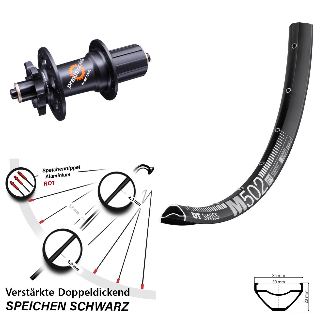 Disc Hinterrad 27,5 Zoll DT Swiss M 502 350 QR 11-fach 8-11 fach