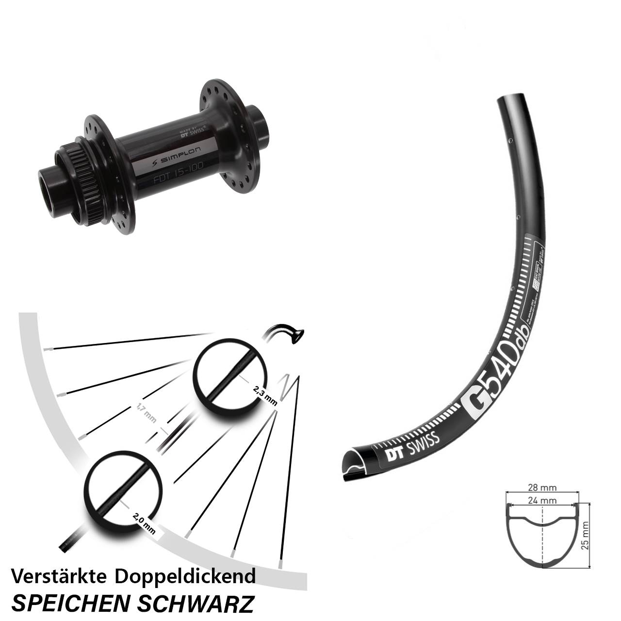 Disc Laufrad 650B DT Swiss G 540-370 12x100