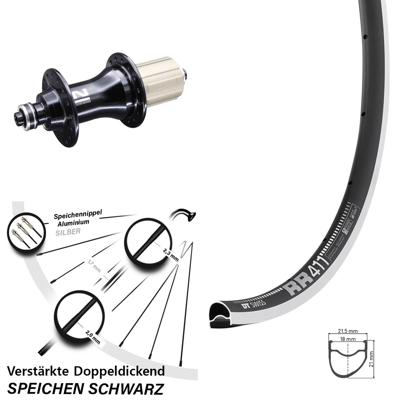 Hinterrad QR 28 Zoll DT Swiss RR 411 OS Novatec F162 8-12 fach
