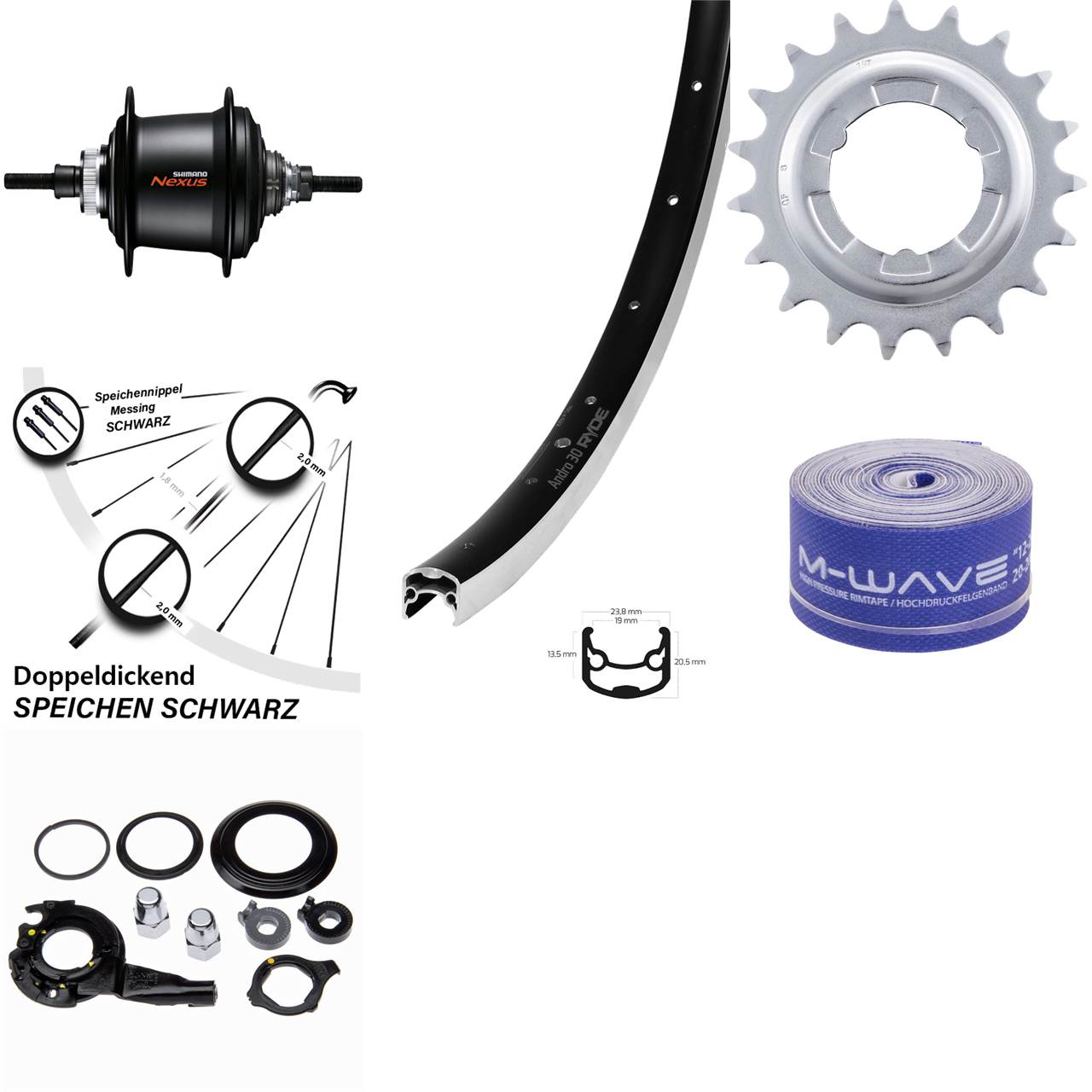 Ryde Andra 30 Hinterrad 28 Zoll Shimano C3001 Nexus 7 Gang