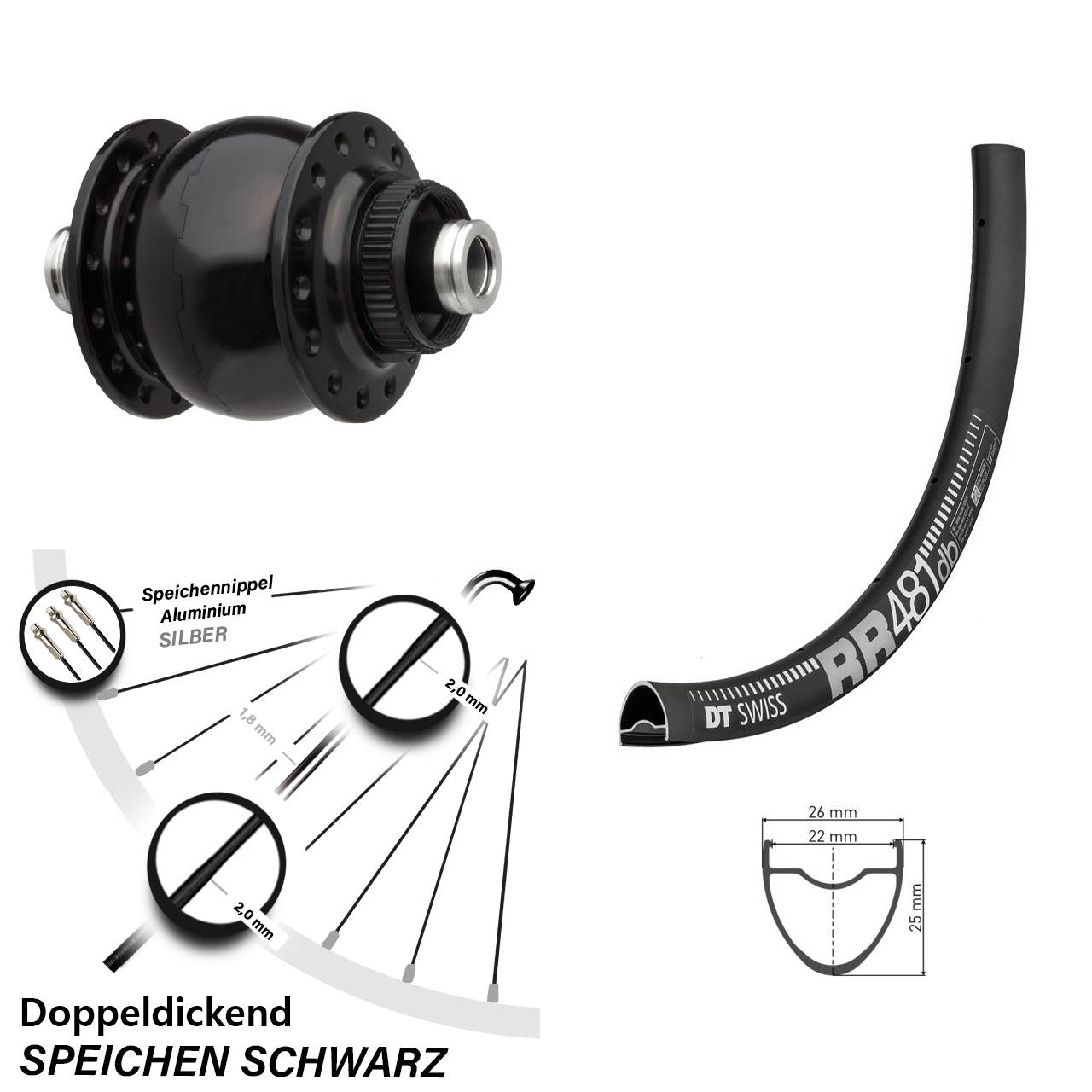 Vorderrad 28 Zoll DT Swiss RR 481 SON delux Disc Centerlock