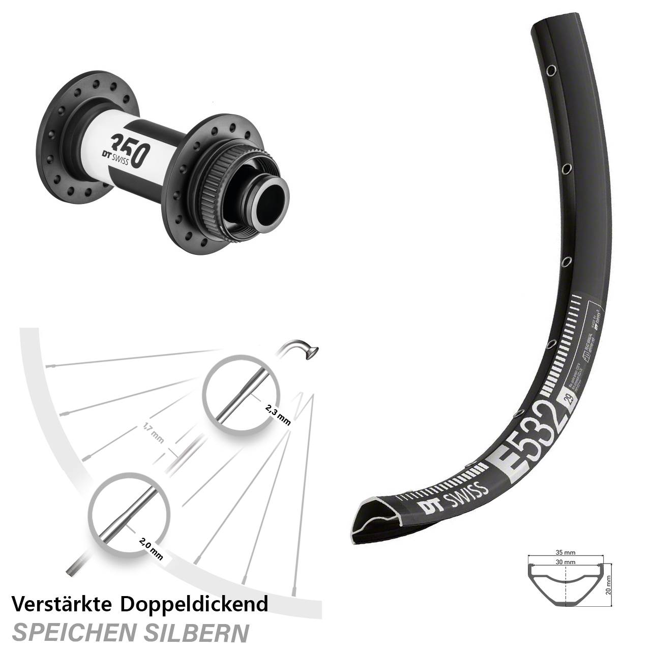 Disc Vorderrad 29 Zoll DT Swiss E532-350 15x110 Boost