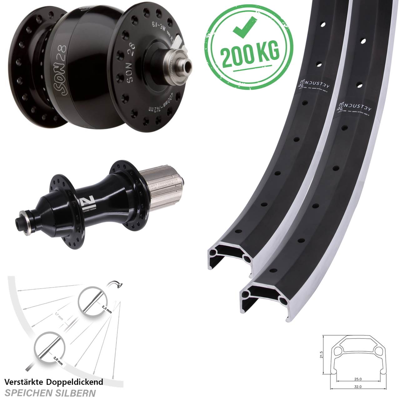 Laufradsatz QR 20/26 Zoll KX Industry Novatec F162 Strong SON 28 8-12 fach