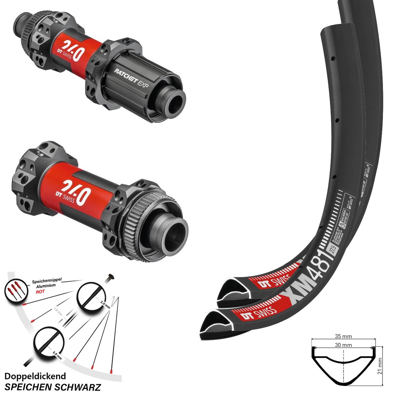 DT Swiss XM481 240 EXP Straightpull 27,5 Zoll Laufradsatz Disc 8-11 fach