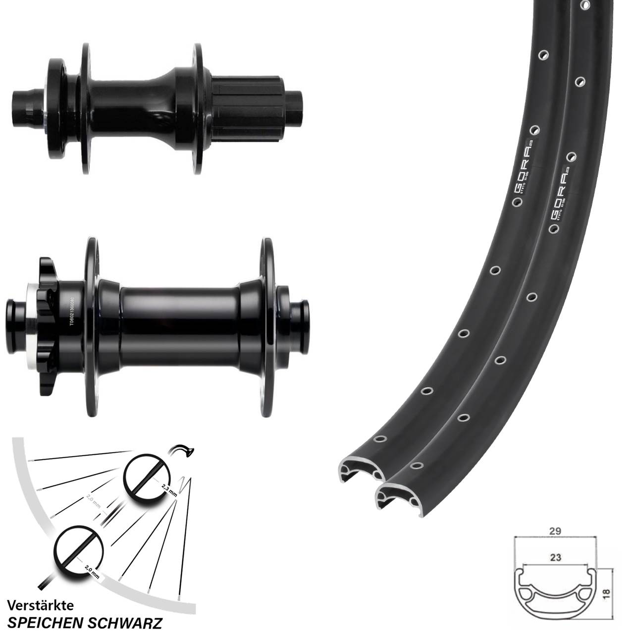 6-Loch Laufradsatz 28-29 Zoll Gora 23 Fastace Novatec D341 8-12 fach 15x110 12x148