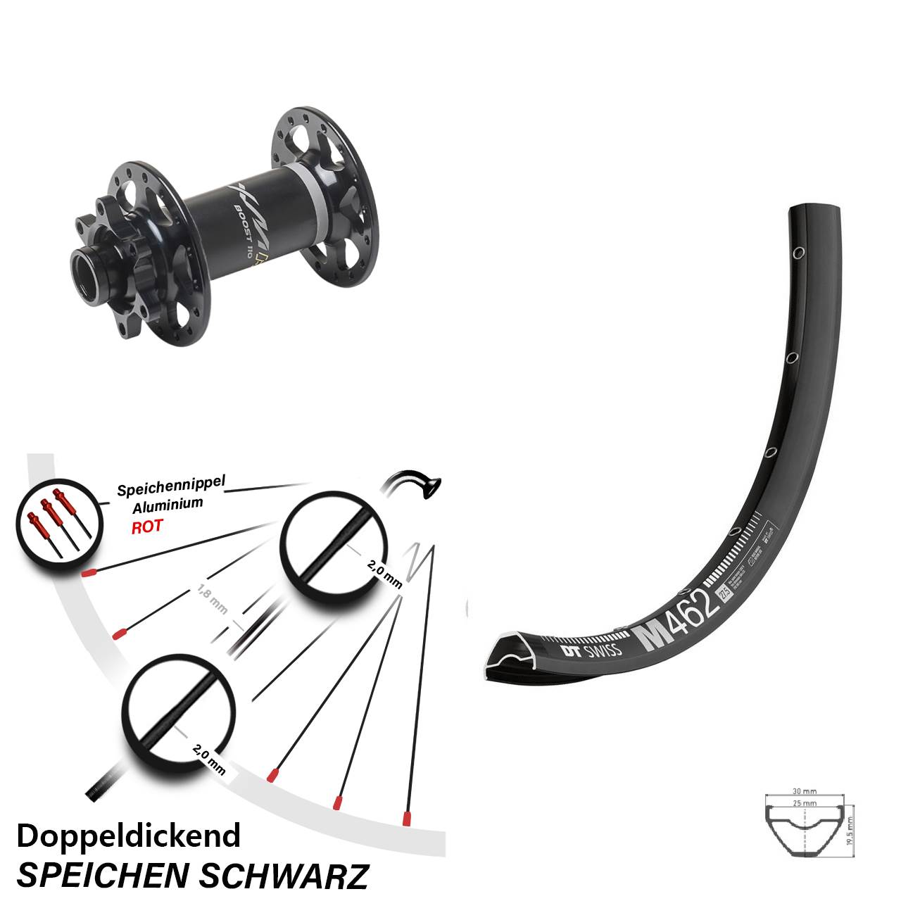 DT Swiss M 462 Miche XMH 550 650B Disc Laufrad 15x110 Boost