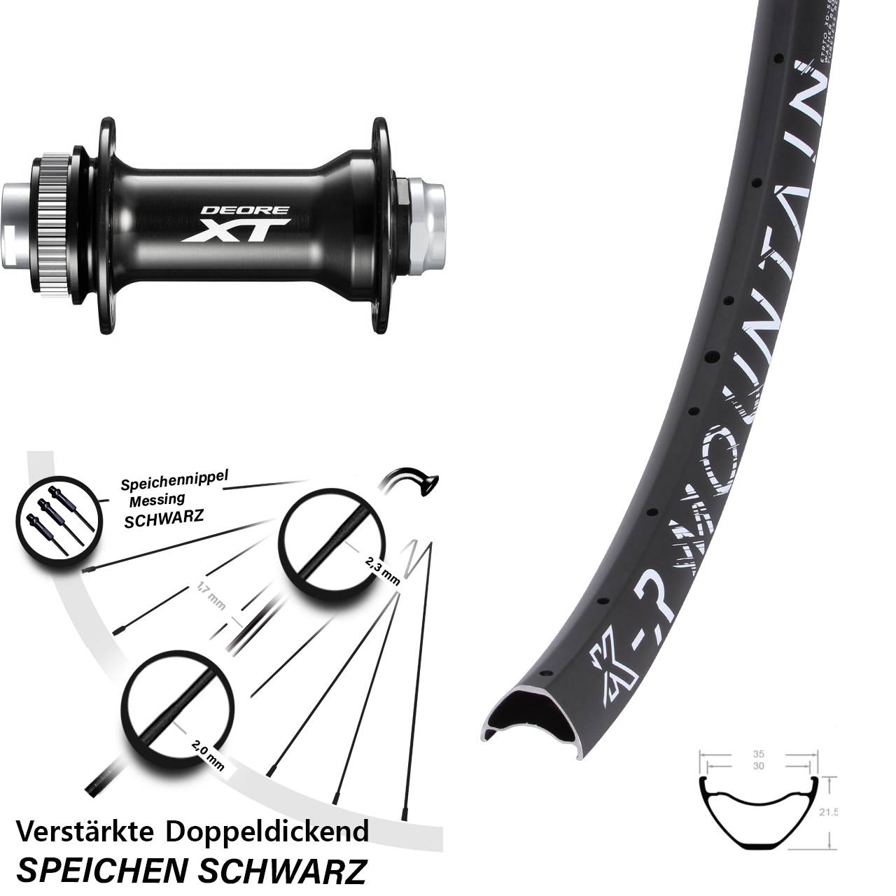 Vorderrad Centerlock 15x110 27,5 Zoll KX-R Mountain Shimano Deore XT Boost