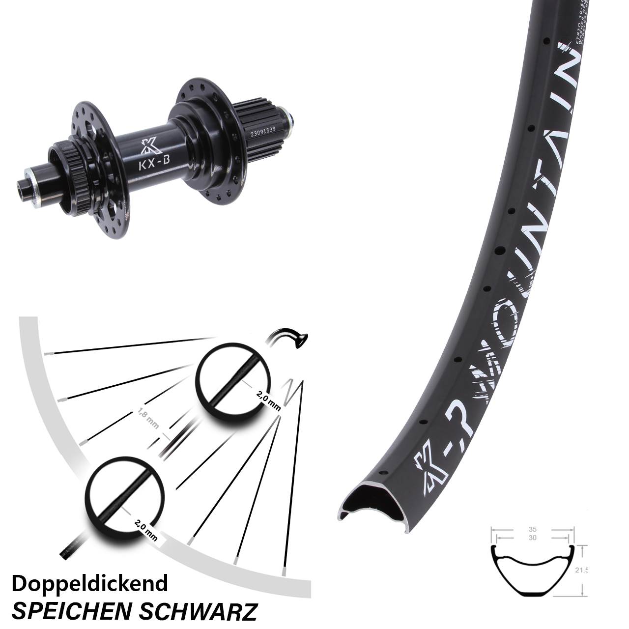 Laufrad 27,5 Zoll KX-BR Mountain Centerlock 5x141 Boost Micro Spline