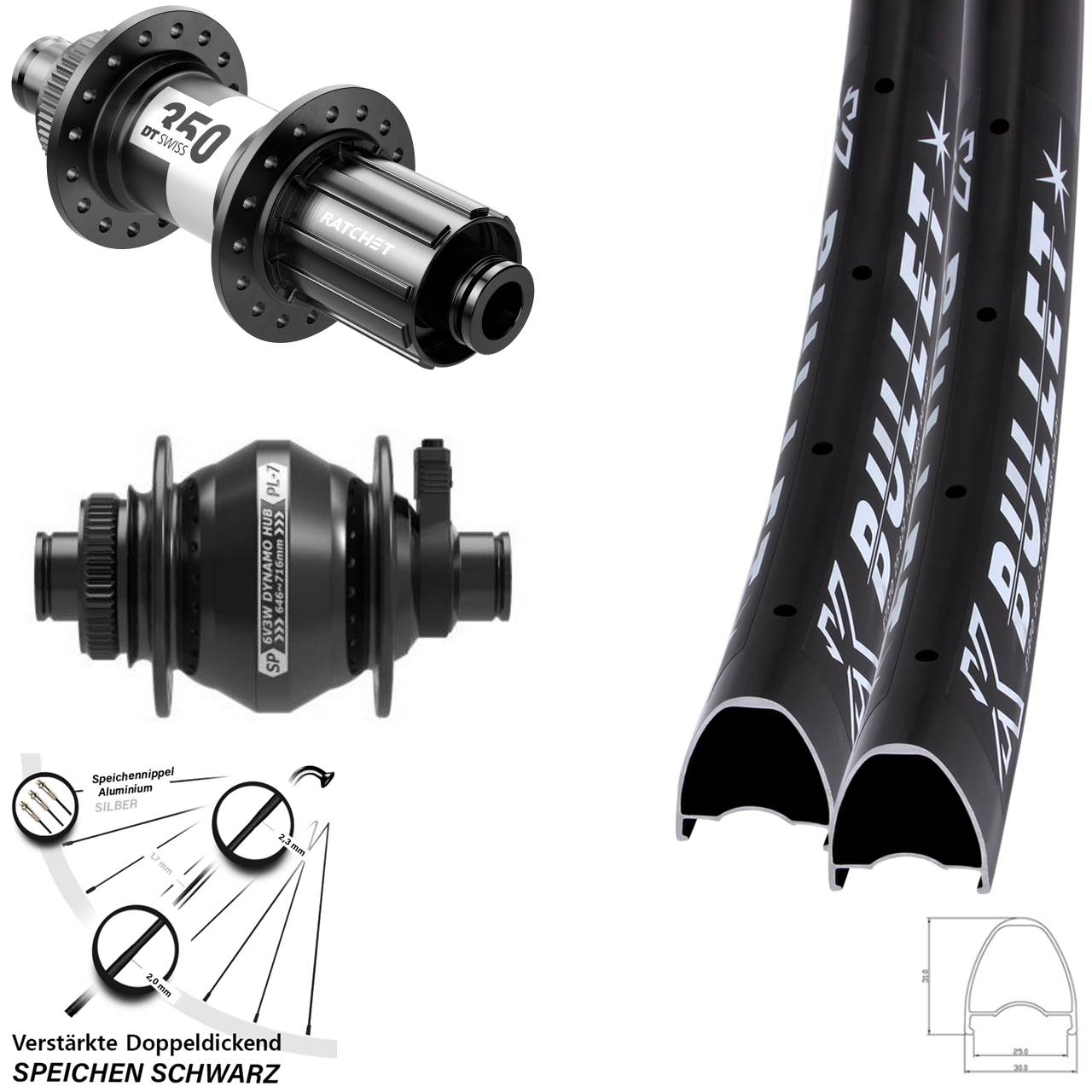 Disc Laufradsatz 29 Zoll KX Bullet DT Swiss 350 SP PL-7 11-12 fach 12x100/142