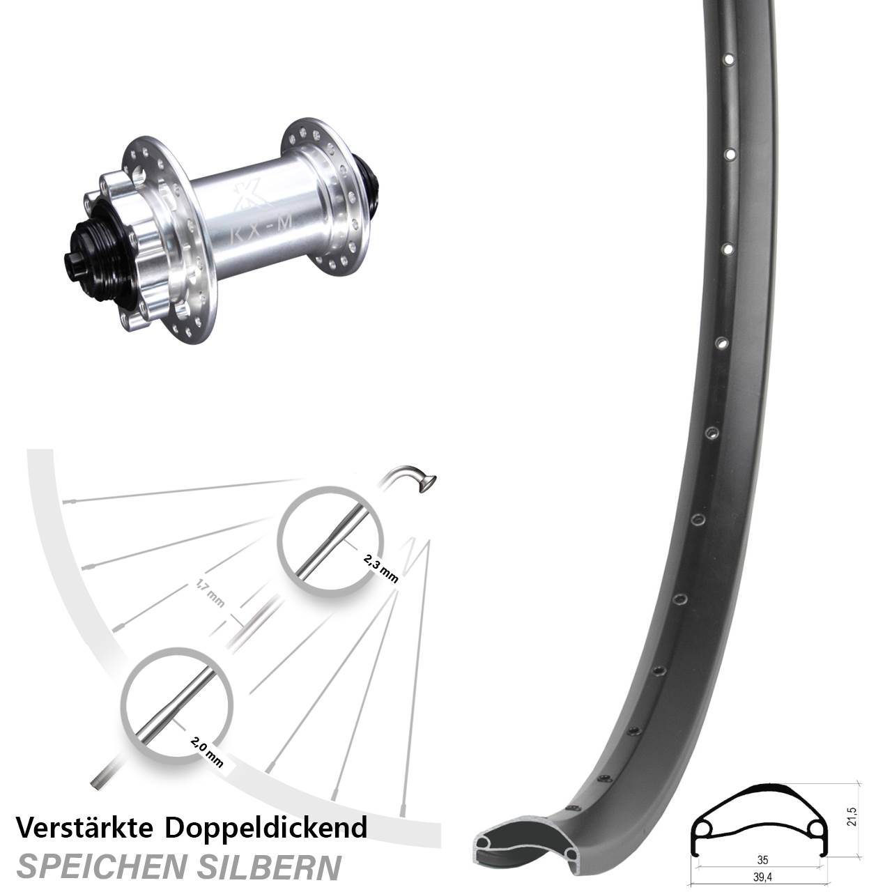 29 Zoll Ambrosio E35 KX-M Disc Vorderrad für Schnellspanner