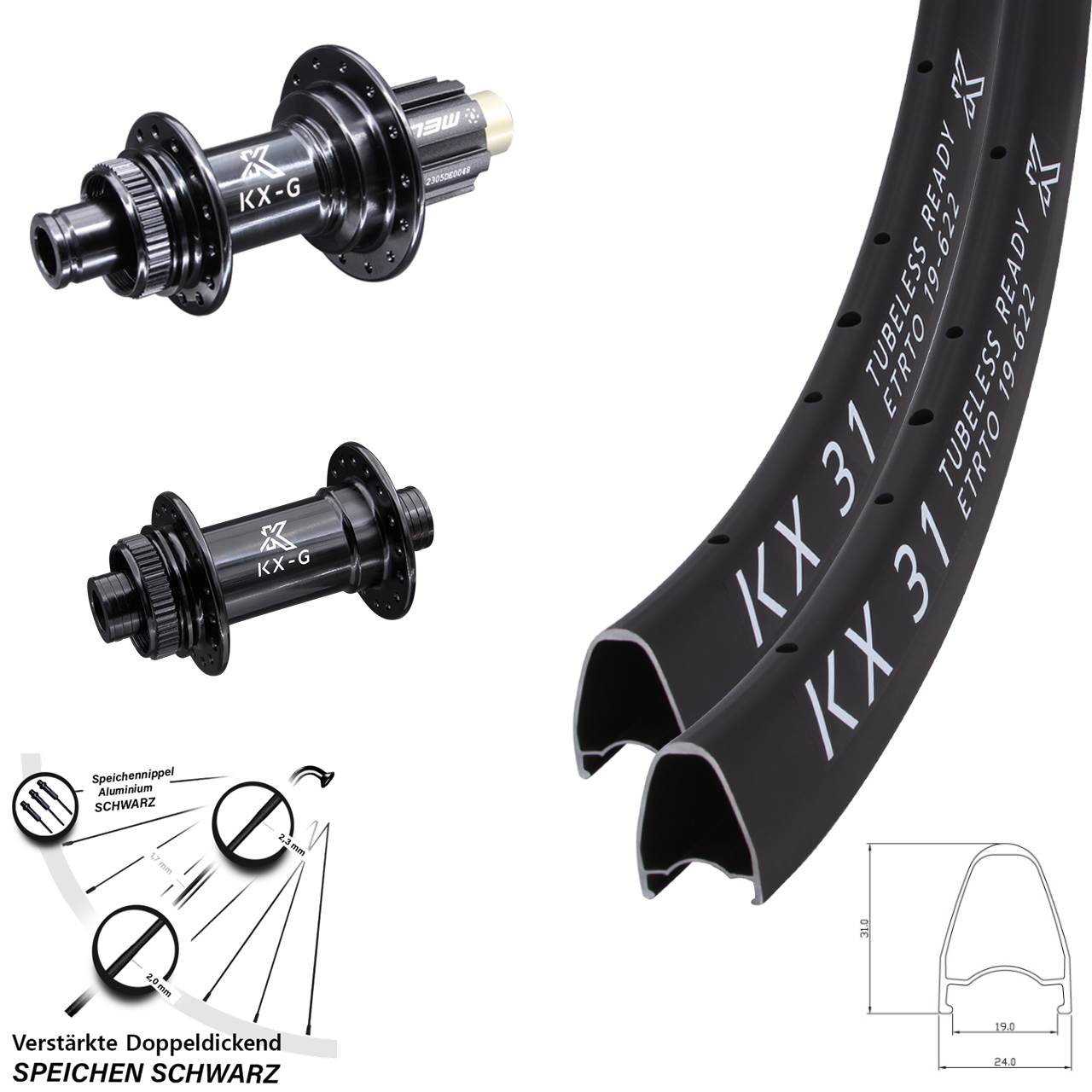 KX-G 31 28 Zoll Laufradsatz Centerlock 12x100/142 Campagnolo N3W