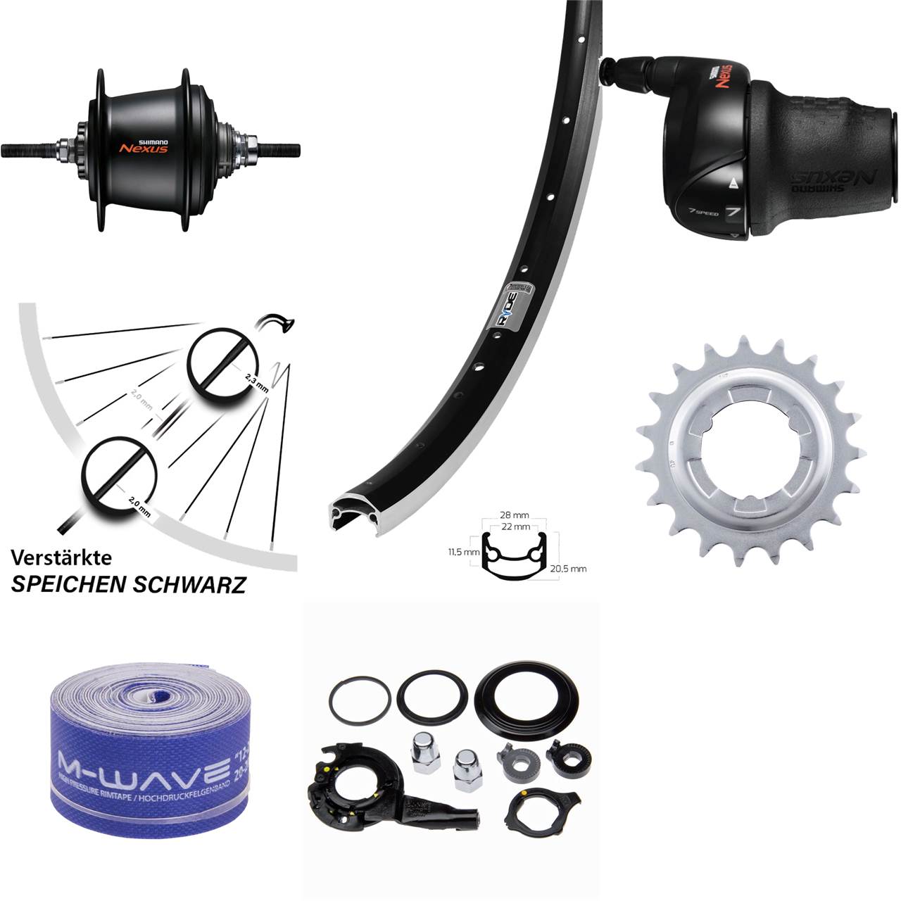 27,5 Zoll Hinterrad Shimano 7 Gang Nabenschaltung Freilauf Ryde Andra 35