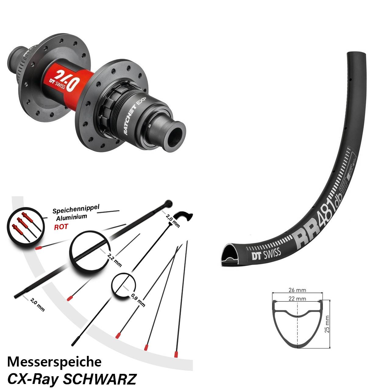 Disc Hinterrad 12x142 28 Zoll RR 481 DT Swiss 240 EXP Sram XDR 11-12 fach CX-Ray