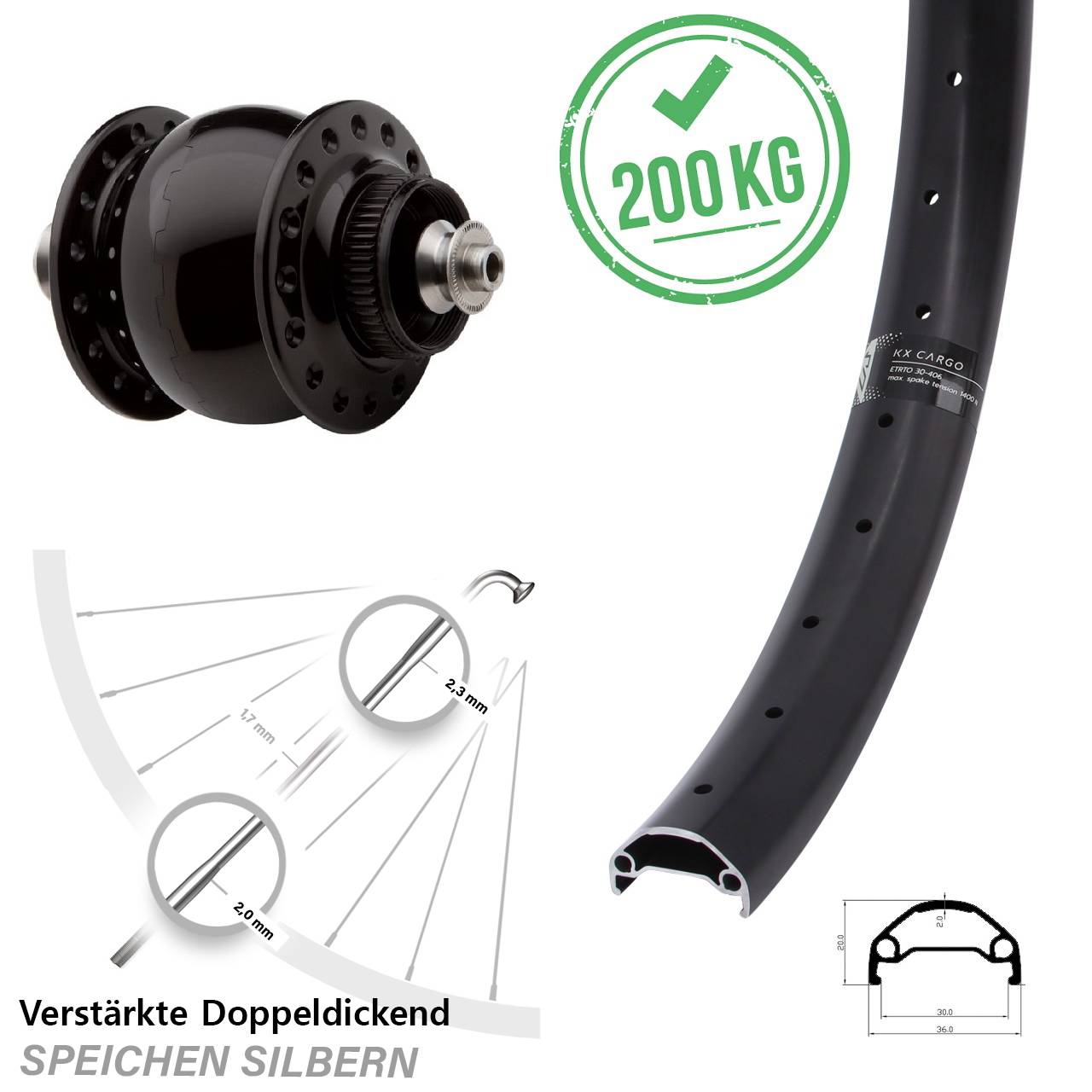 Disc 29 Zoll Laufrad mit Nabendynamo QR KX Cargo SON 28