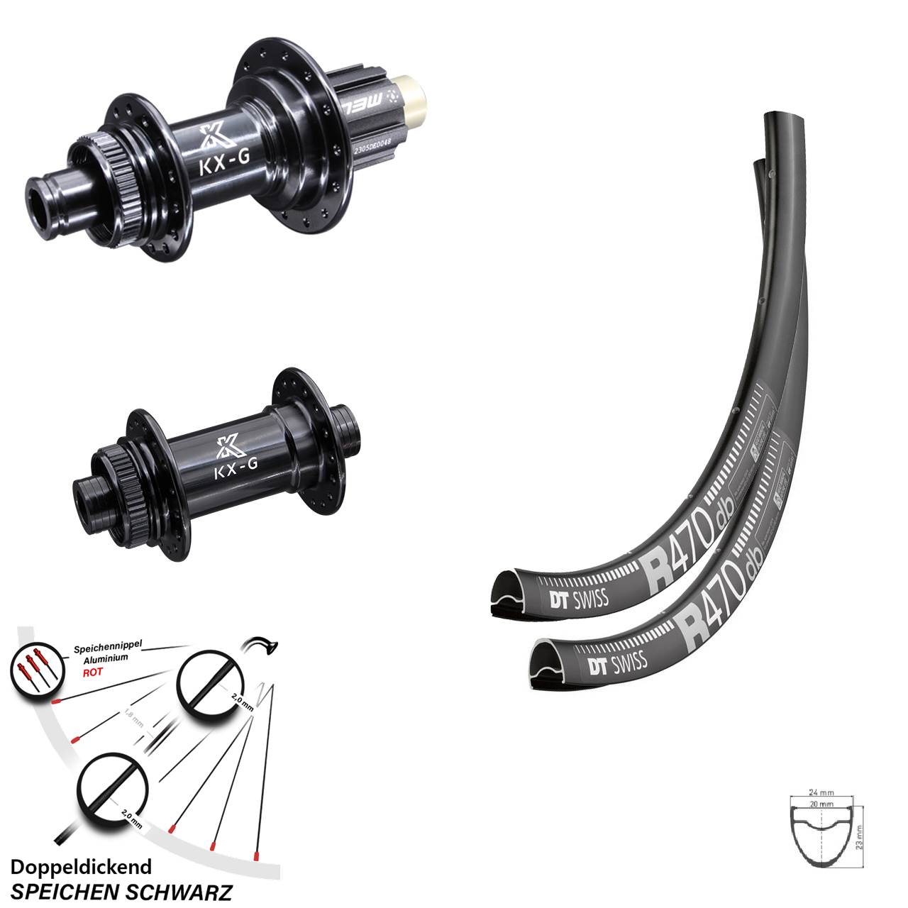 Laufradsatz 28 Zoll DT Swiss R 470 Steckachse KX-R schwarz Capagnolo N3W Centerlock