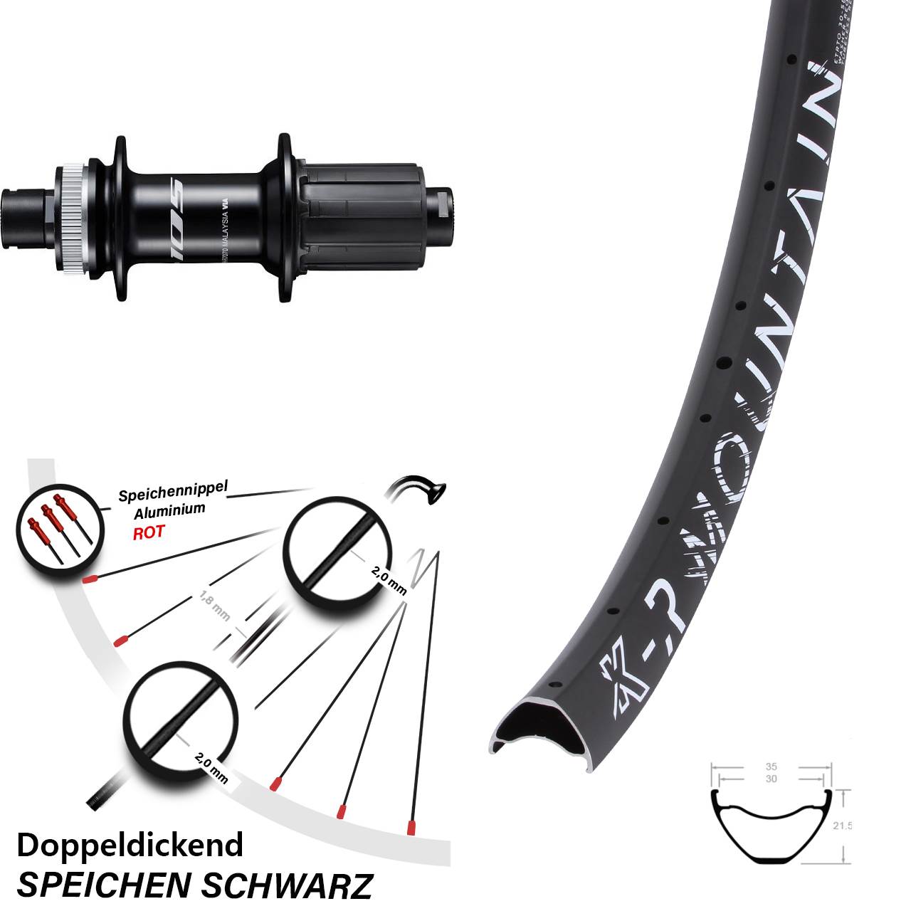 27,5 Zoll Hinterrad R Mountain Shimano 105 12x142
