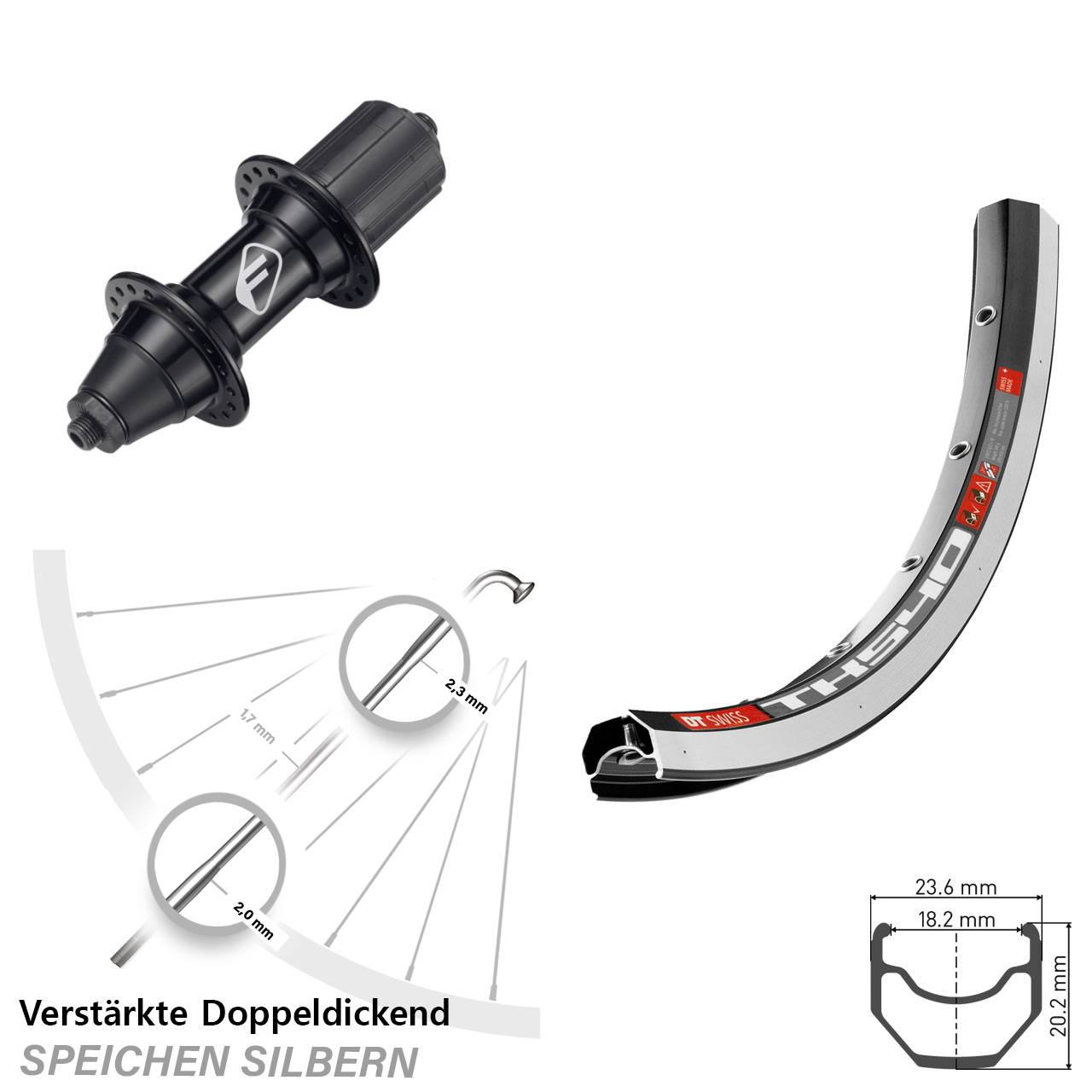 DT Swiss TK 540 Formula FM32 28 Zoll Laufrad hinten für Schnellspanner 7 fach HG