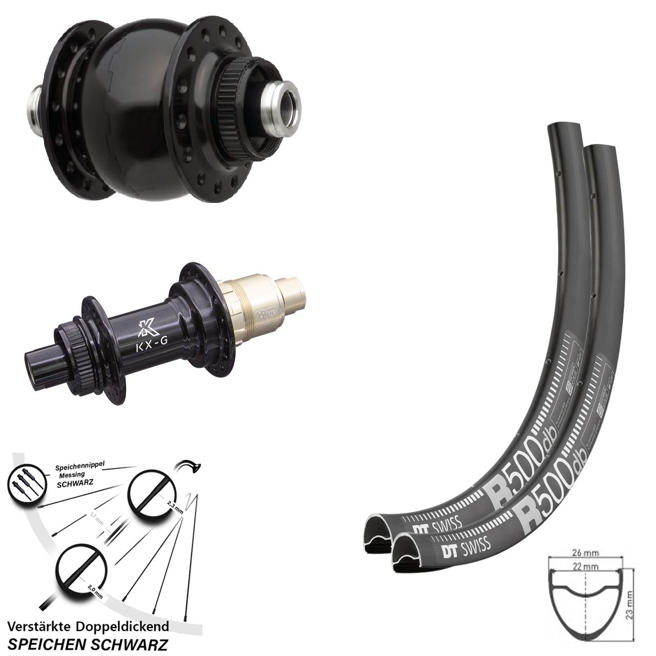 Disc Laufradsatz 28 Zoll DT Swiss R 500 KX-G SON delux SRAM XDR 12x100/142