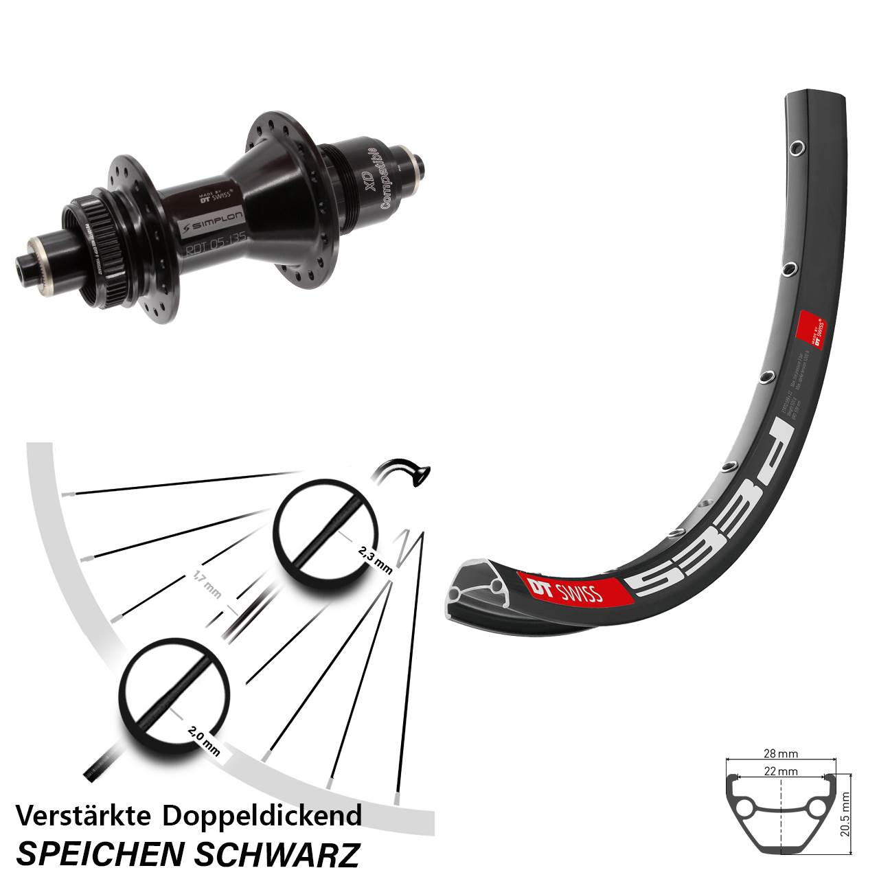 Disc Laufrad für Schnellspanner 26 Zoll DT Swiss 533d-370 SRAM XD