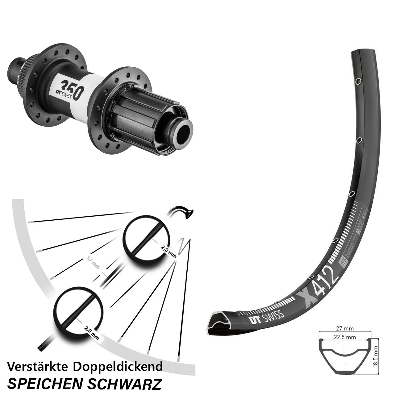 Disc Laufrad 29 Zoll DT Swiss X412 DT Swiss 350 8-11 fach 12x148 Boost