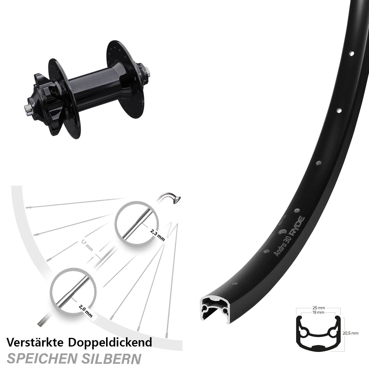 28 Zoll Ryde Andra 30 Disc Formula DC91-V2 6-Loch Vorderrad für Schnellspanner
