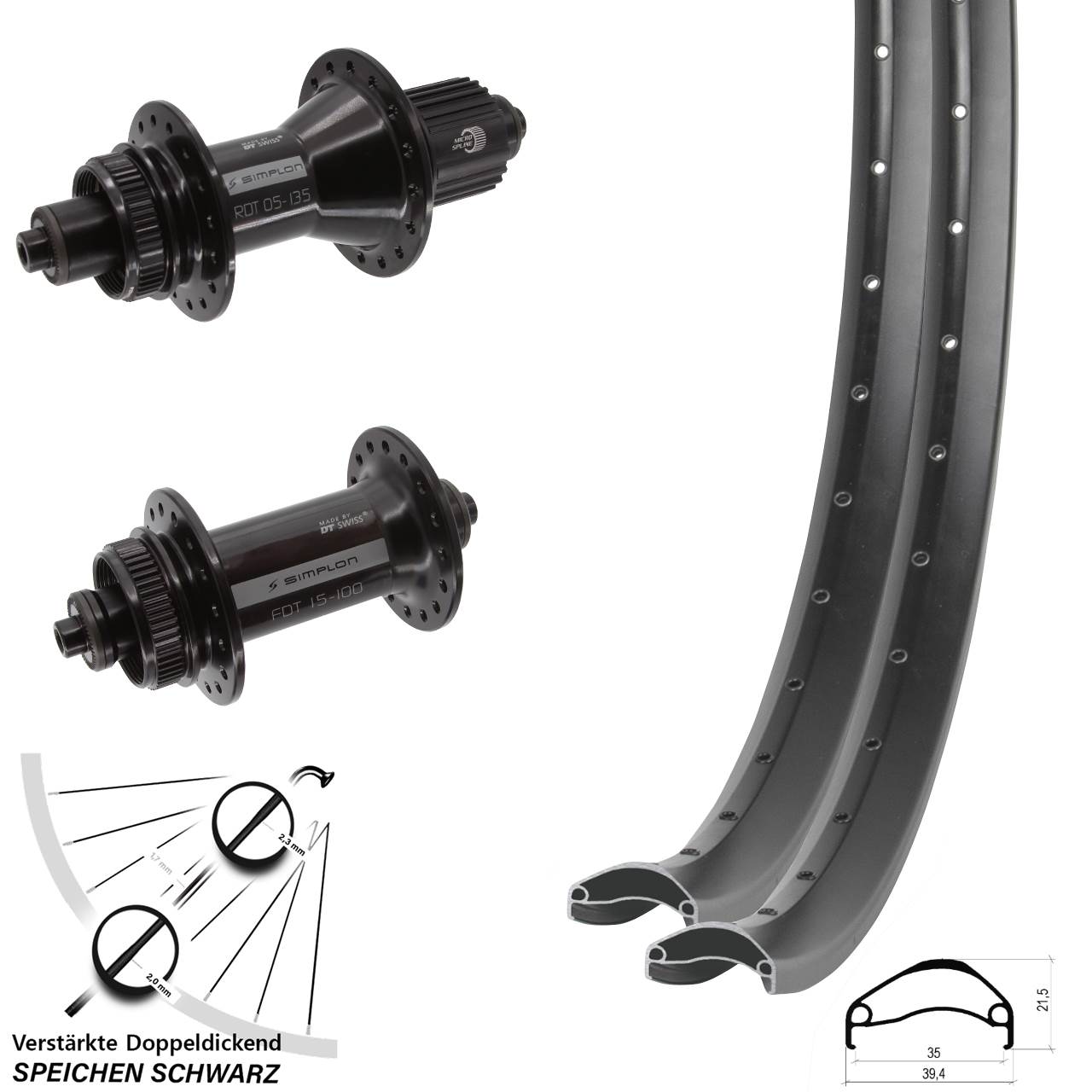 Ambrosio E35 DT Swiss 370 Hybrid Disc Laufradsatz 29 Zoll Micro Spline