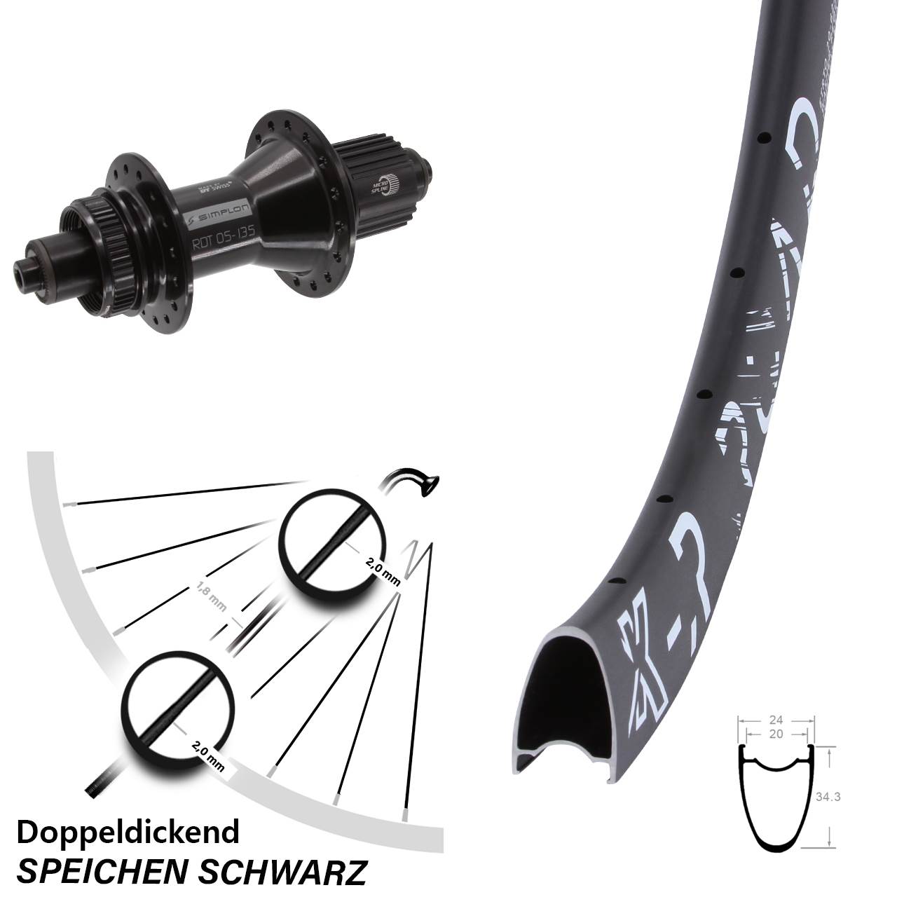 KX R Road DT Swiss 370 Hybrid 28 Zoll Hinterrad Centerlock Micro Spline QR