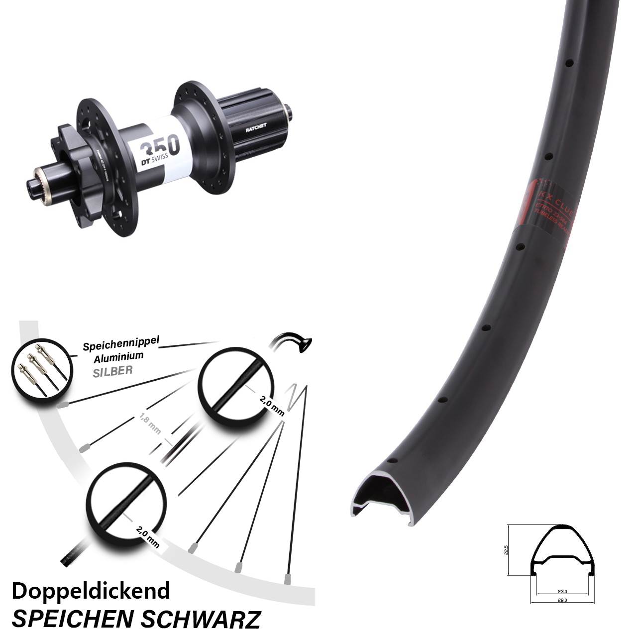 KX Clue DT Swiss 350 650B Disc Laufrad QR Boost 8-11 fach HG