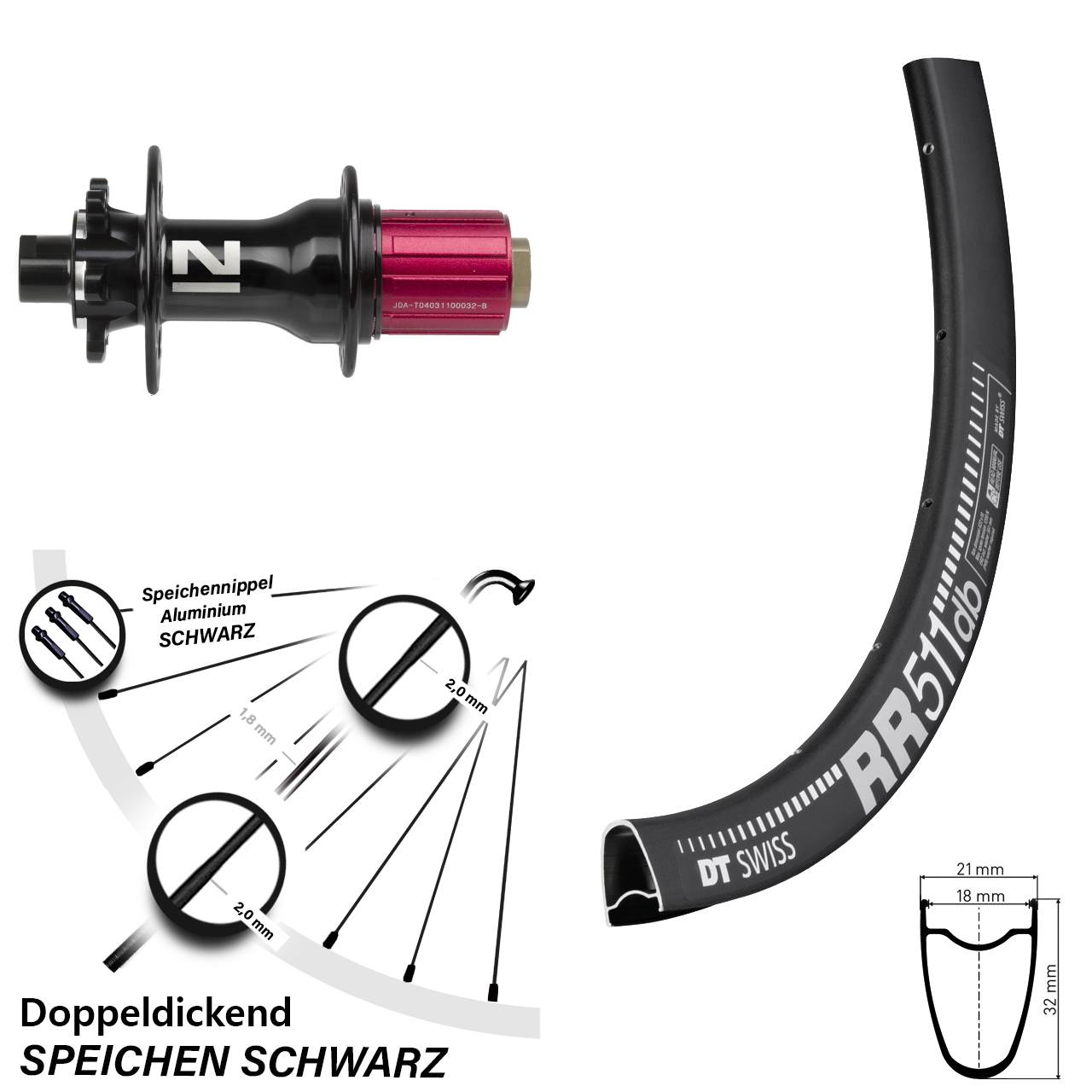 Disc Hinterrad 28 Zoll DT Swiss RR 511 Novatec Superlight 8-12 fach HG 12x142