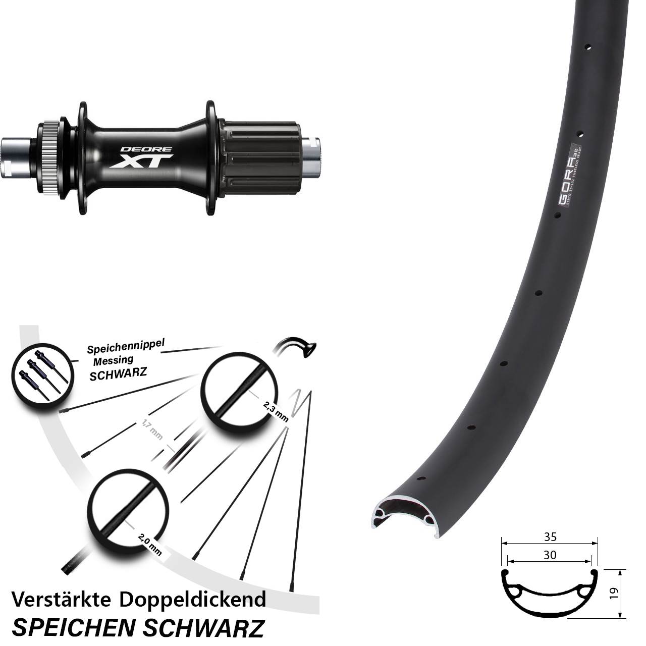 Gora 30 Shimano FH-M8010-B 26 Zoll Hinterrad Centerlock 12x148 8-11 fach HG