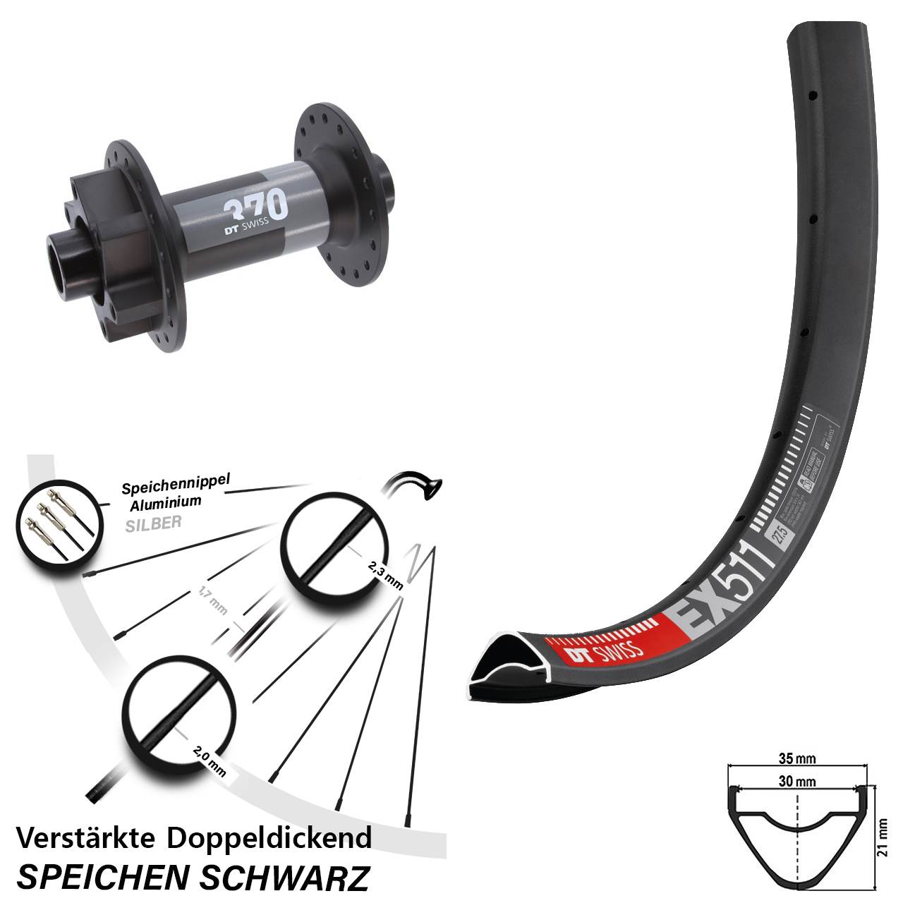 Boost Vorderrad 6-Loch 15x110 29 Zoll DT Swiss EX511-370