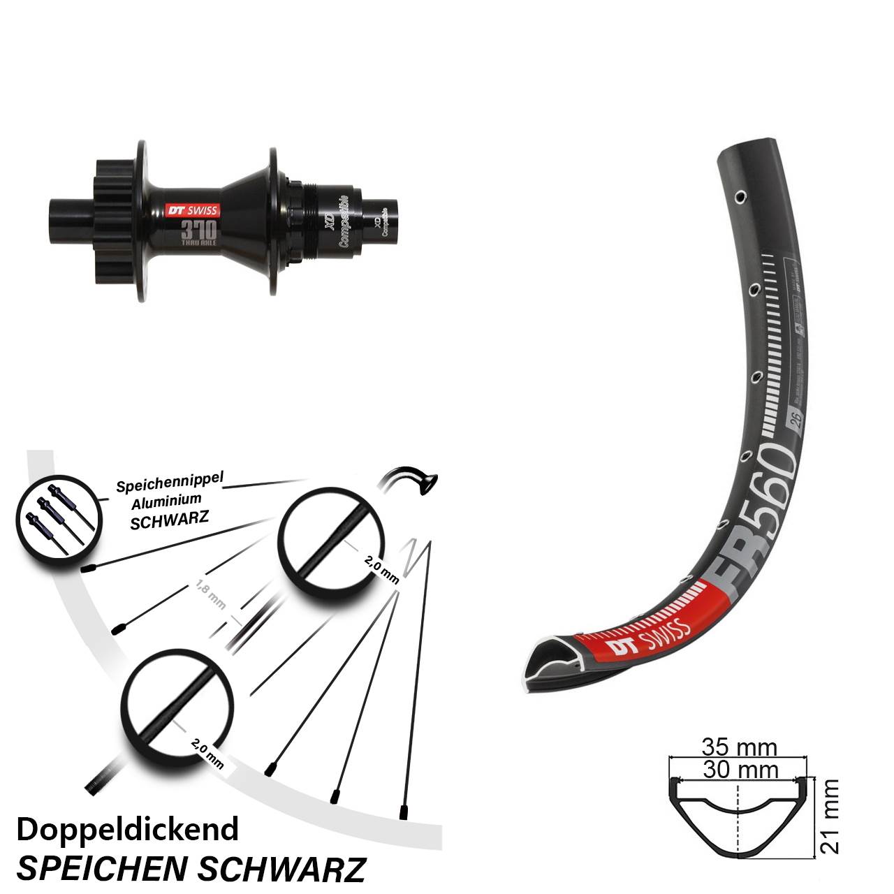DT Swiss FR 560-370 26 Zoll Disc Laufrad 12x142 XD