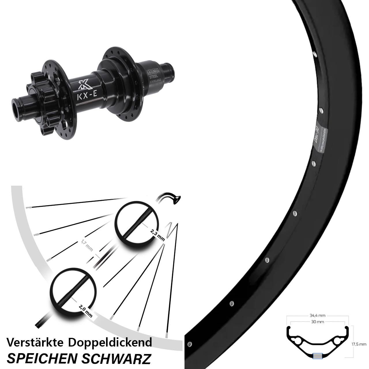29 Zoll Ryde Disc 30 KX-E Disc Hinterrad 12x148 XD