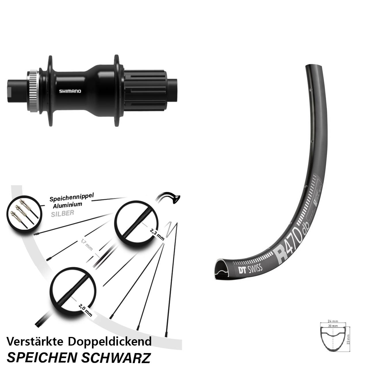 Disc Hinterrad 12x142 28 Zoll DT Swiss R470 Shimano FH-TC500 11-12 fach HG