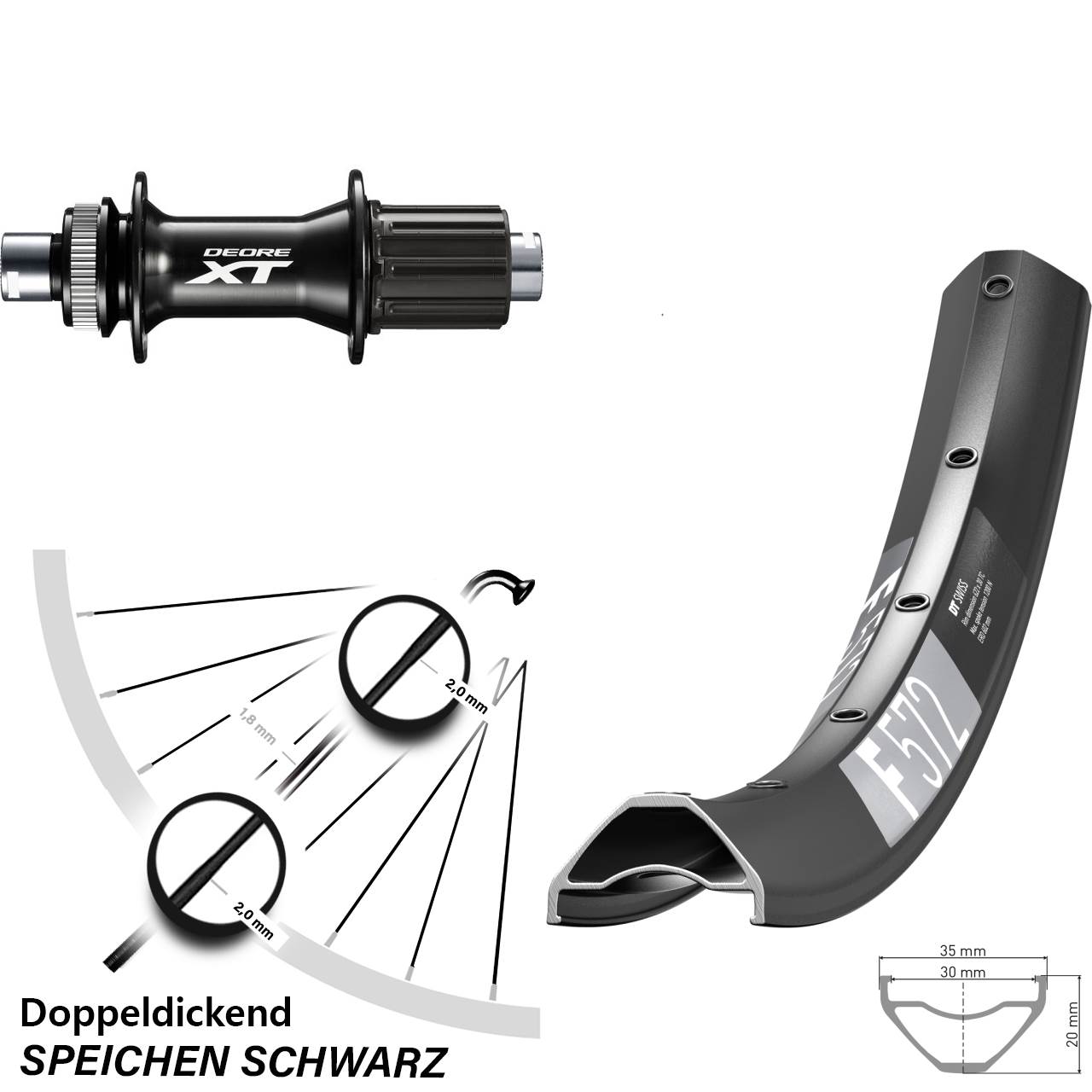 29 Zoll DT Swiss F572 Shimano FH-M8010-B Disc Hinterrad 12x148 8-11 fach