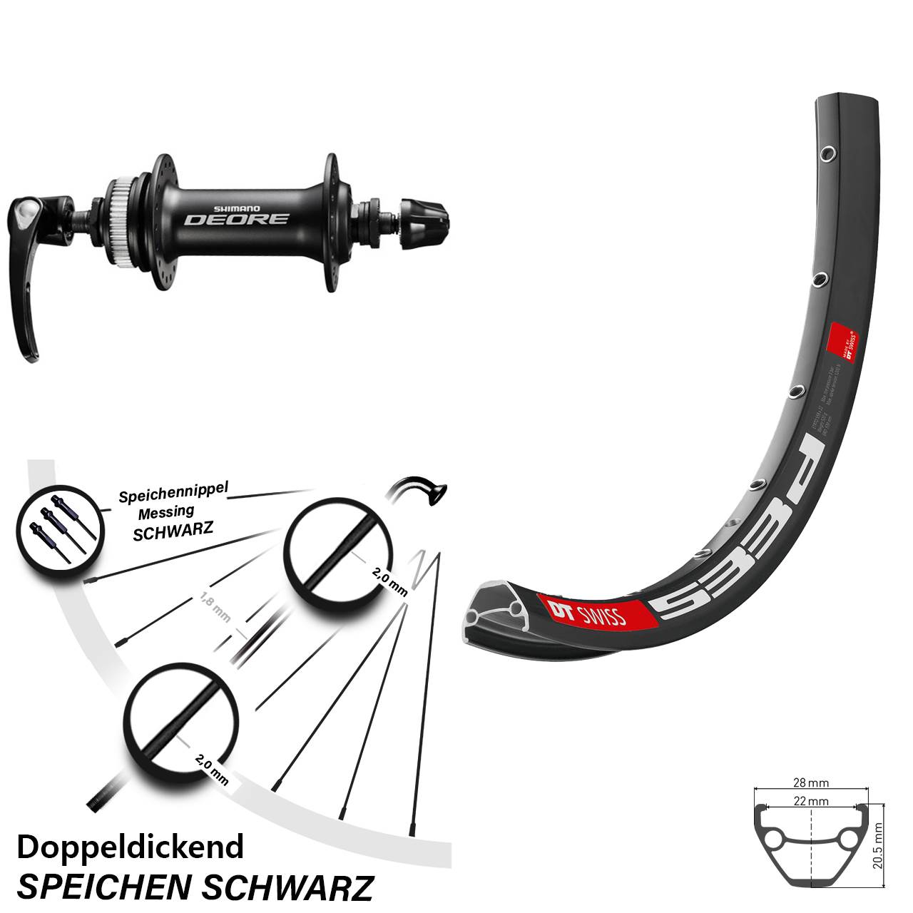DT Swiss 533d Shimano HB-M6000 28 Zoll Centerlock Vorderrad QR