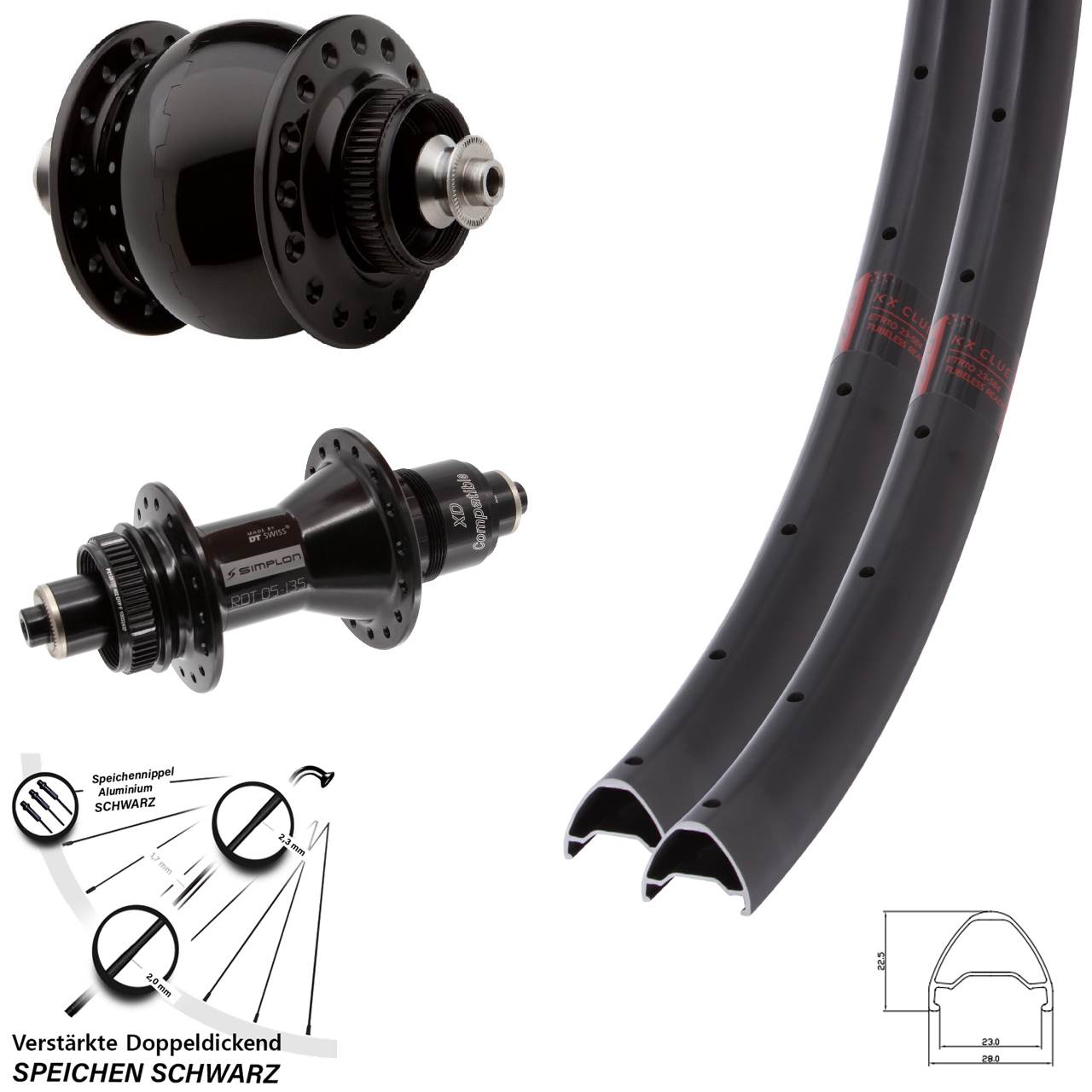 Disc Laufradsatz für Schnellspanner KX Clue DT Swiss 370 SON 28 Zoll SRAM XD