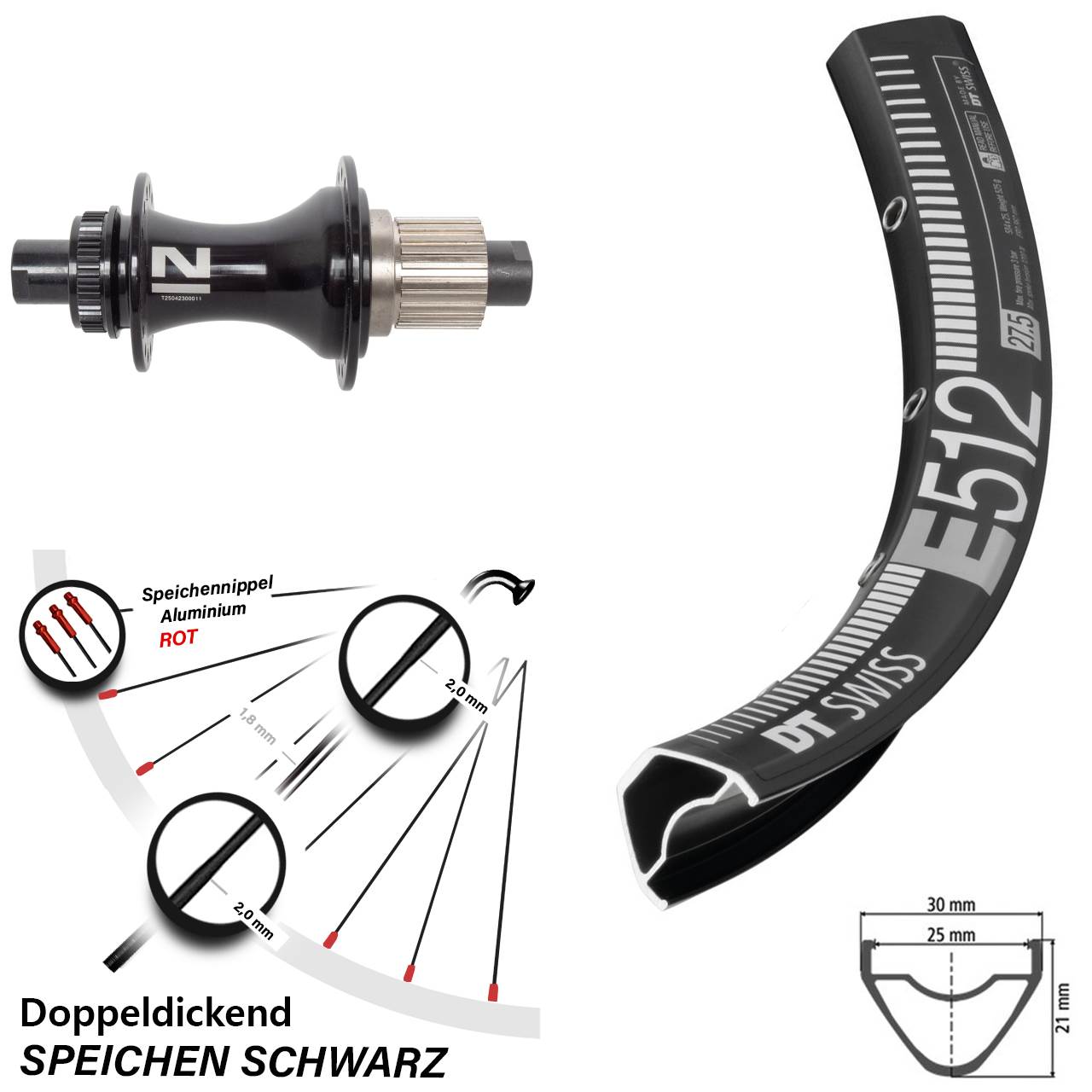 Disc Hinterrad 29 Zoll DT Swiss E512 Novatec D462 Shimano Micro Spline 12x148