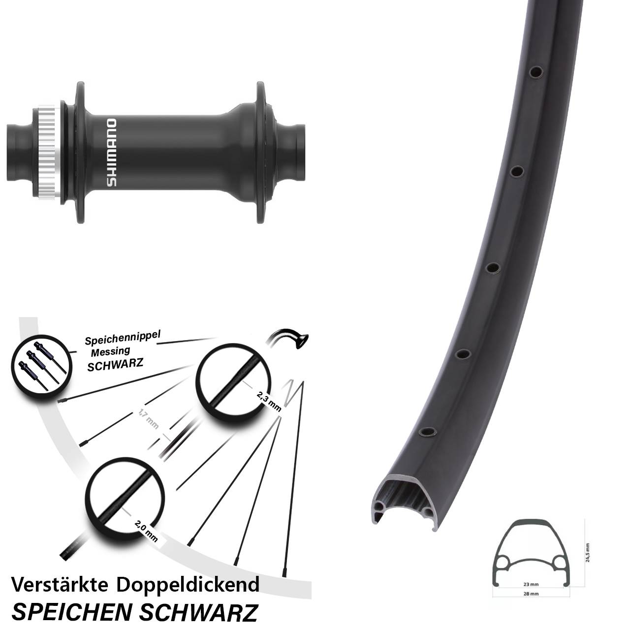 Boost Vorderrad Centerlock 15x110 28-29 Zoll Ambrosio Sport Shimano HB-MT410-B