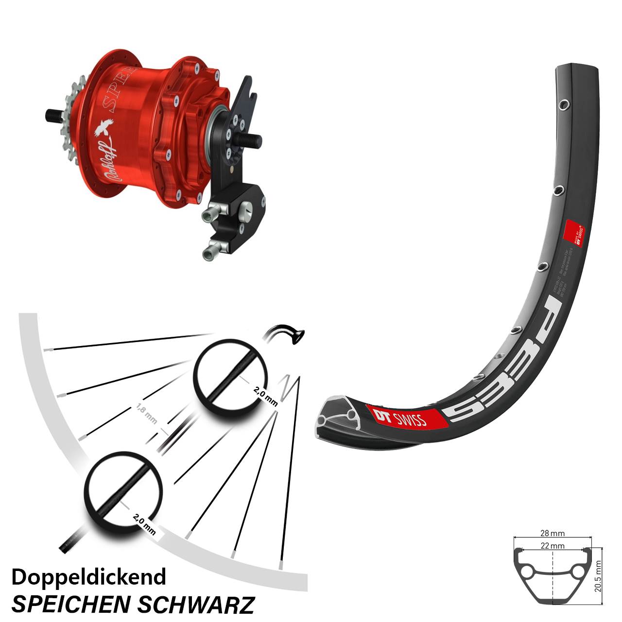 DT Swiss 533 D Rohloff Speedhub 500/14 TS DB OEM2 rot 27,5 Zoll Disc Hinterrrad