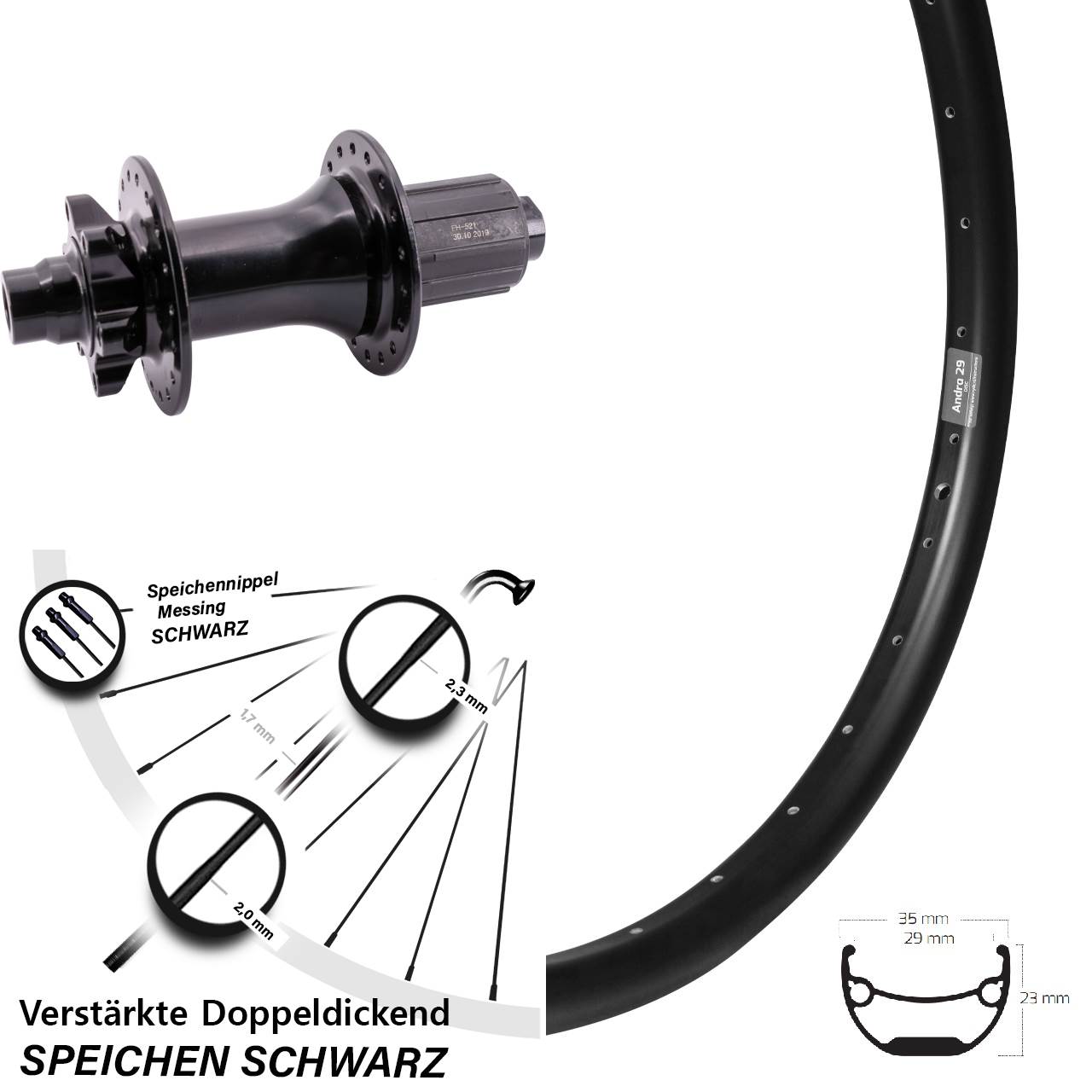 Disc Hinterrad 12x148 29 Zoll Ryde Andra 29 Formula ECT-148S 8-11 fach