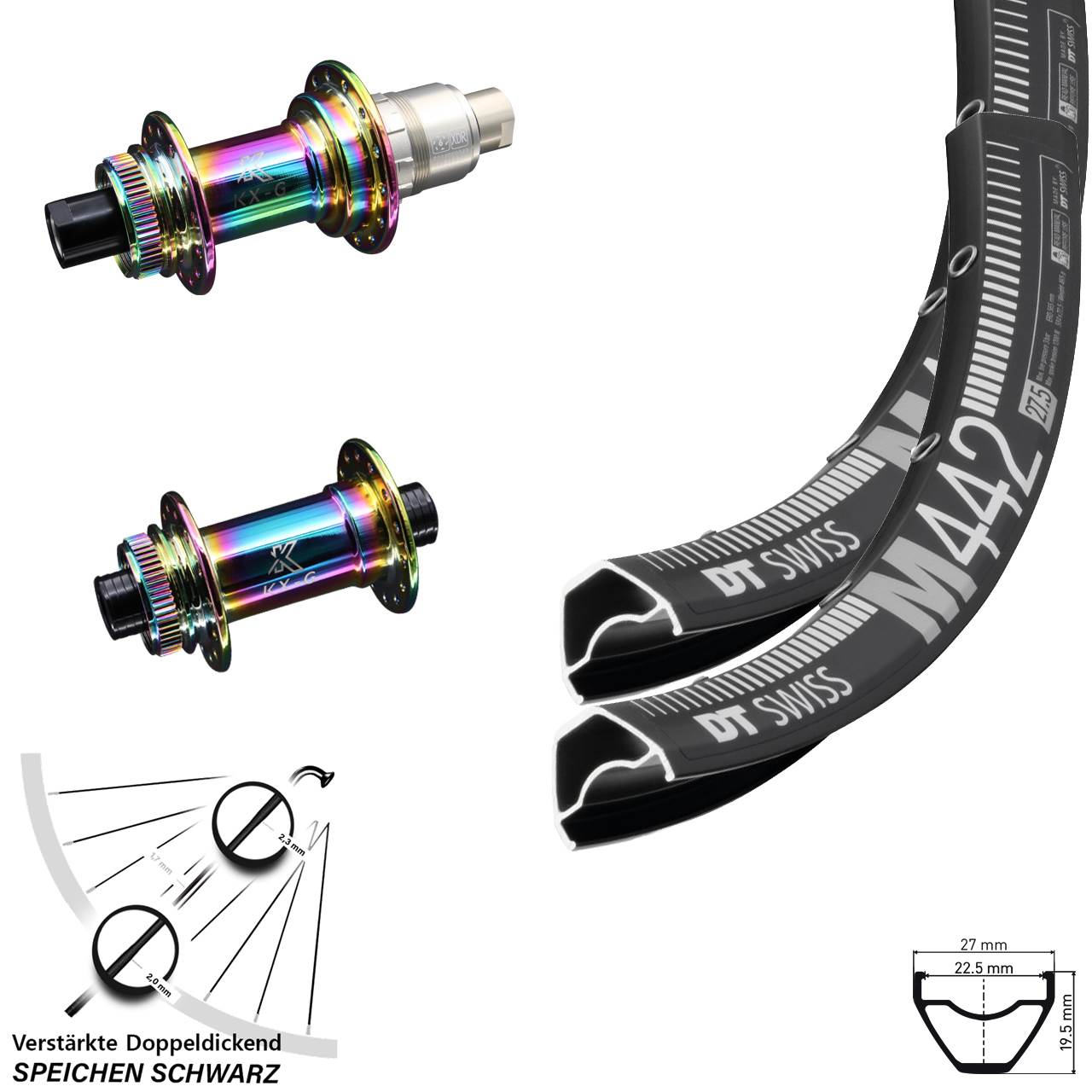 DT Swiss M442 KX-G Oilslick 29 Zoll Disc Laufrad-Satz 12x100/142 SRAM XDR