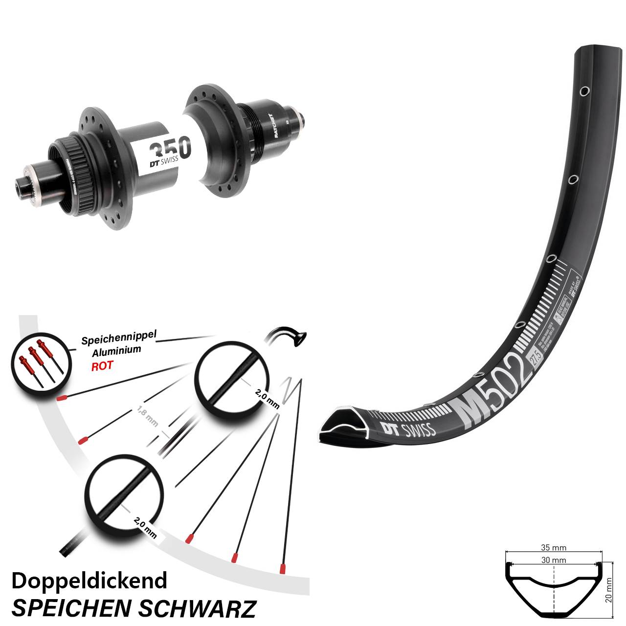 Boost Disc Hinterrad QR 29 Zoll DT Swiss M 502-350 XD