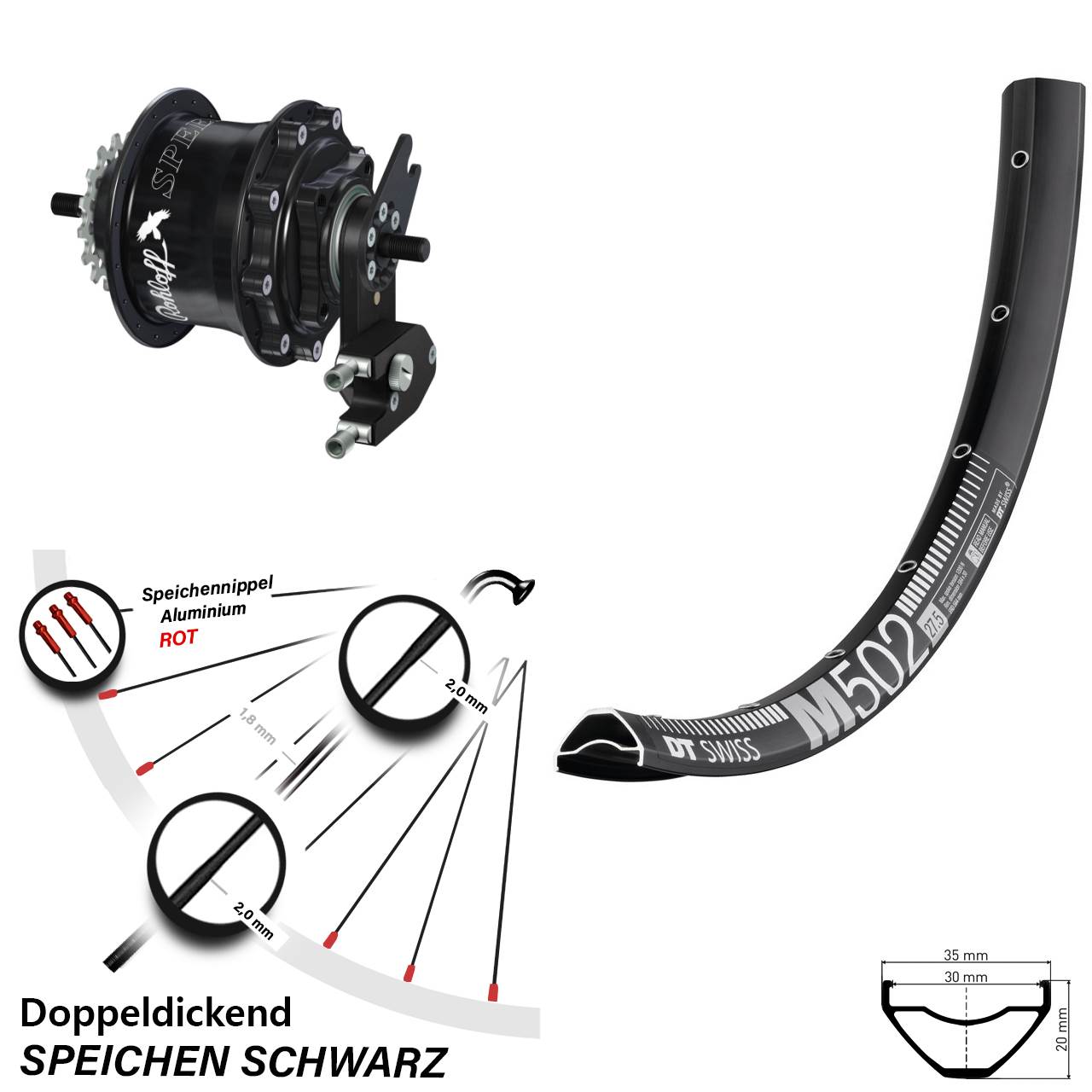 Disc Hinterrrad 27,5 Zoll DT Swiss M 502 Rohloff Speedhub TS DB OEM2