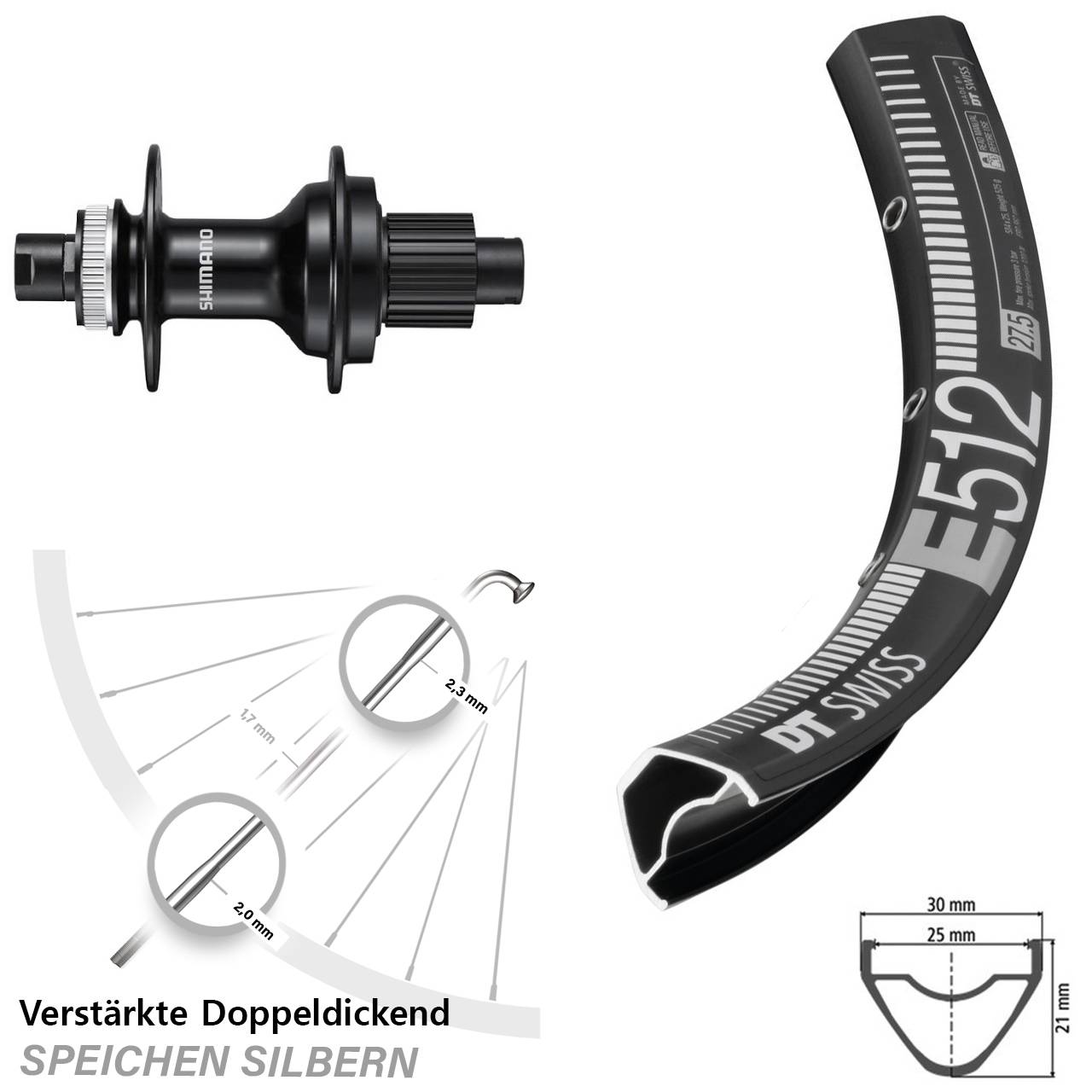 DT Swiss E512 Shimano FH-MT510 29 Zoll Hinterrad Centerlock 12x142 Micro Spline