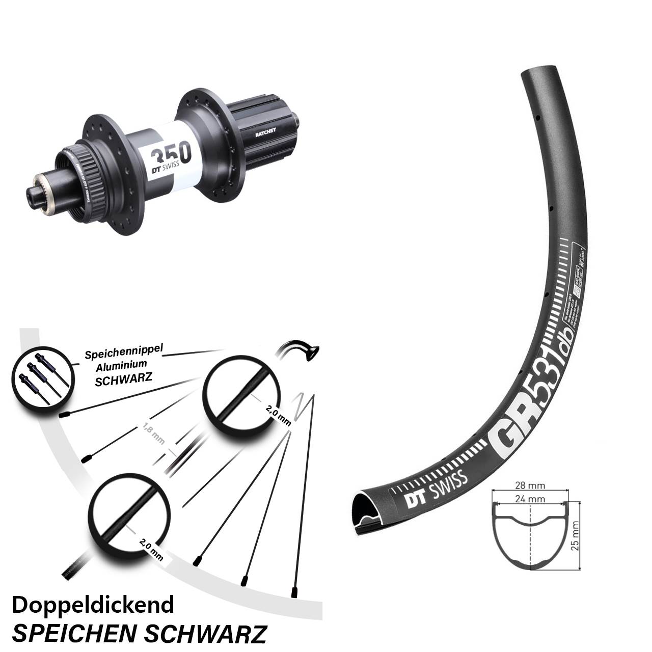 Disc Hinterrad 29 Zoll DT Swiss GR531-350 8-11 fach QR