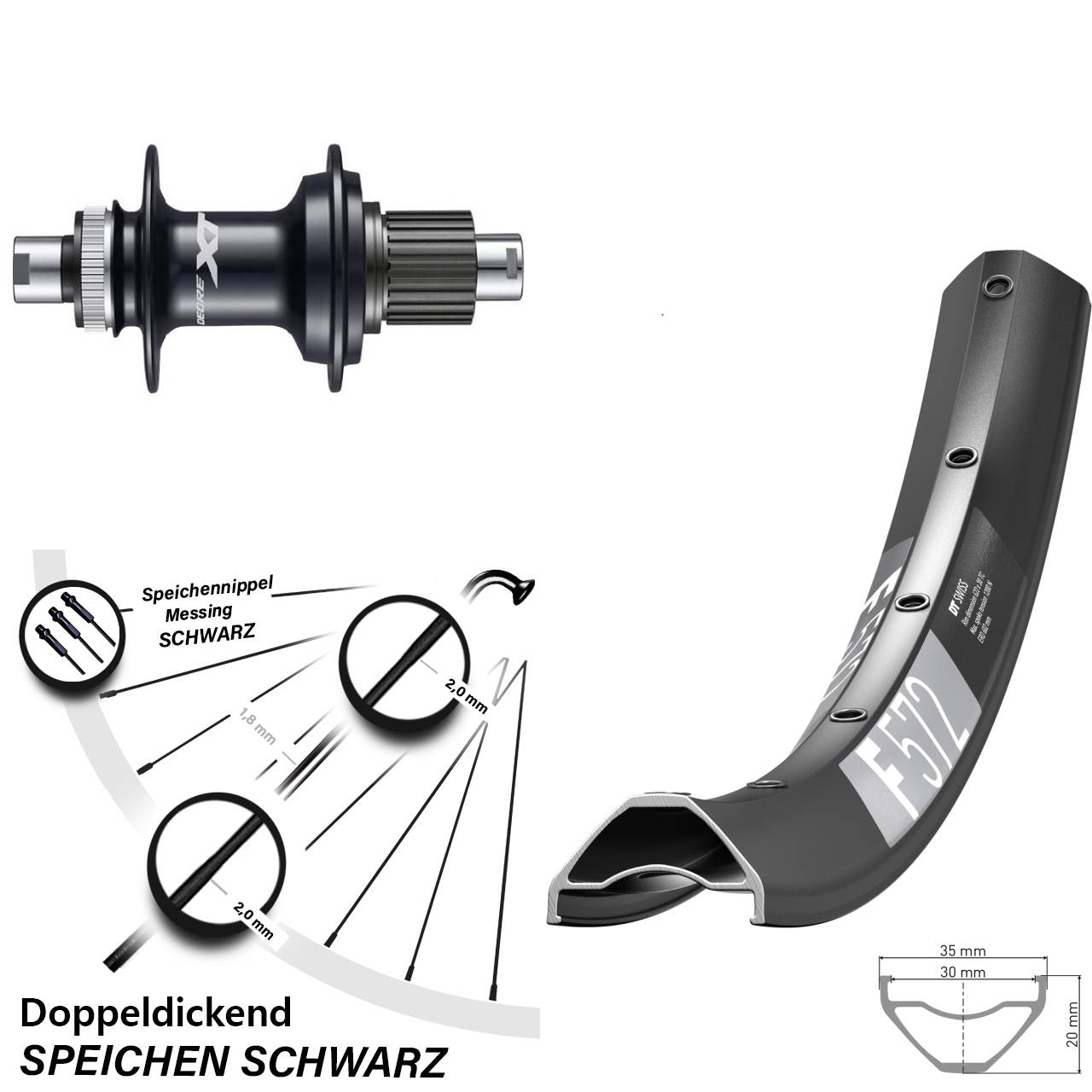 DT Swiss F572 Shimano FH-M8110 29 Zoll Hinterrad Centerlock 12x142 Shimano Micro Spline